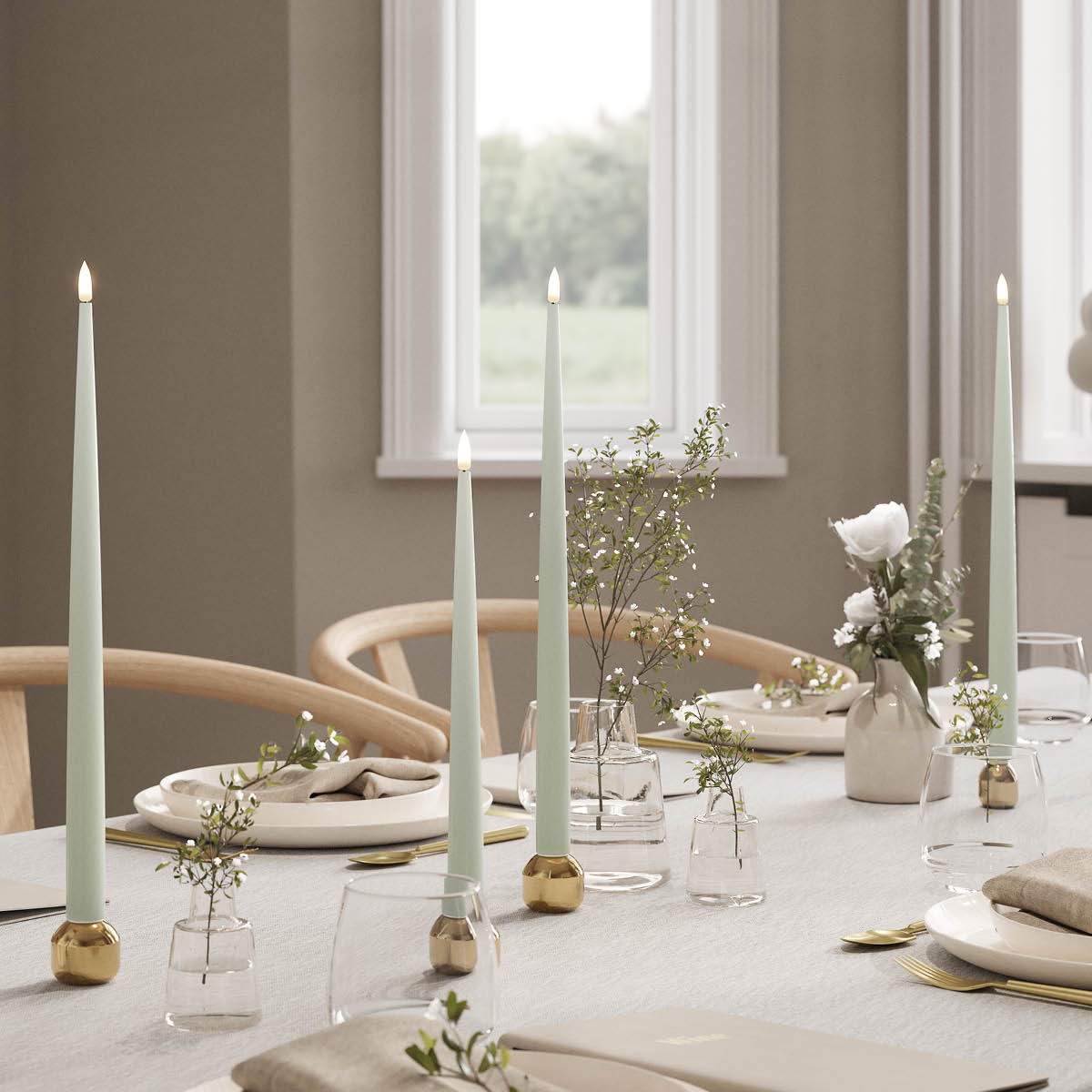 DeluxeHomeart LED lakklys 2,2 x 28 cm 2 stk salvie grønn