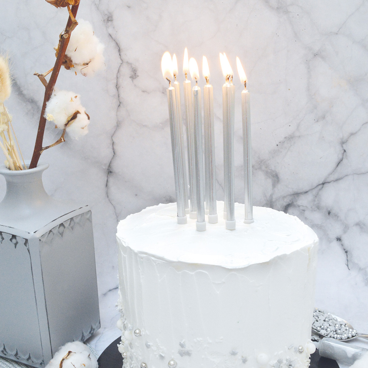 ScrapCooking Tårtljus 12-pack 12 cm silver