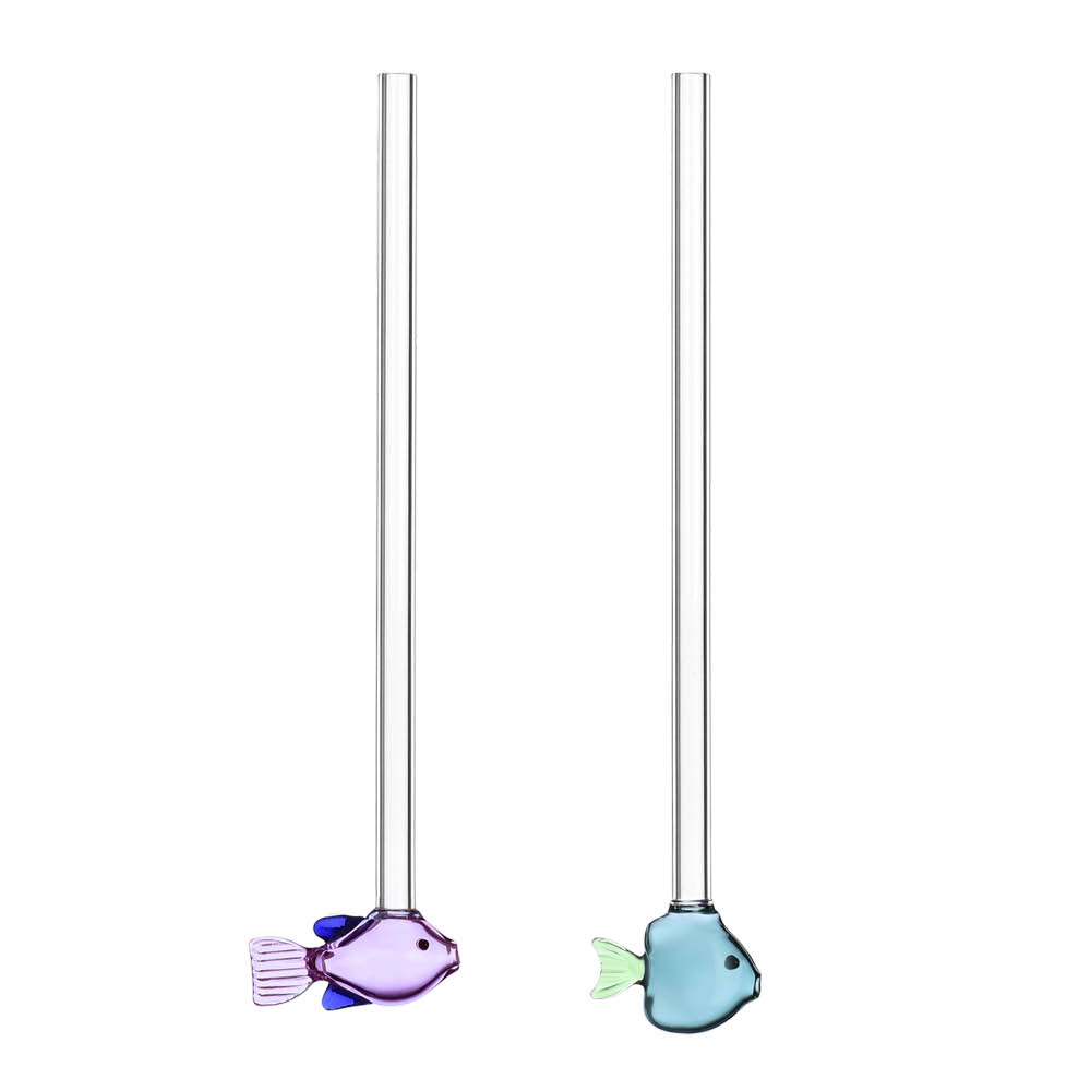 Ichendorf Milano Marine Garden sugrör 2-pack lila och grön fisk