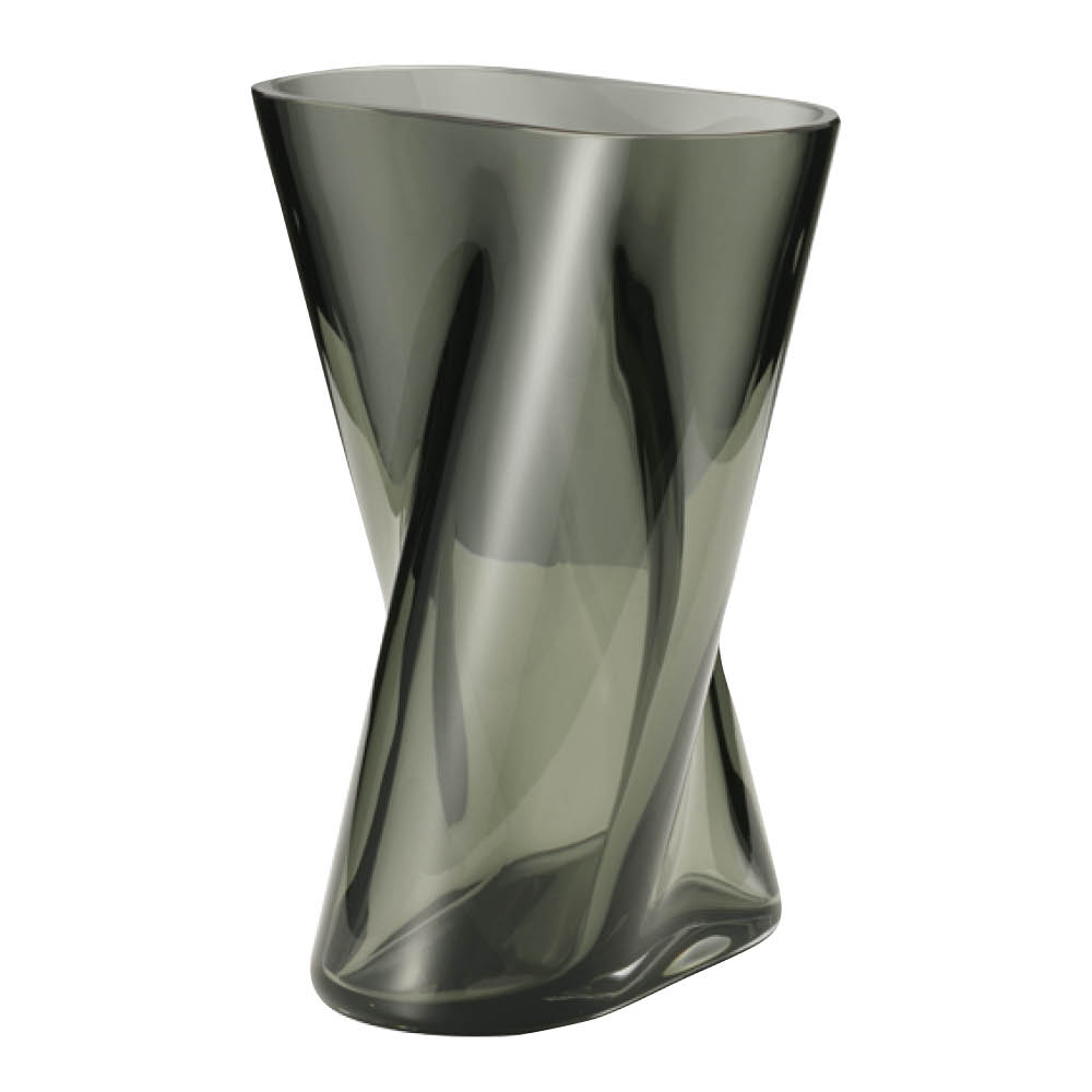 Georg Jensen Lituus vase liten 18 cm røkfarget glass