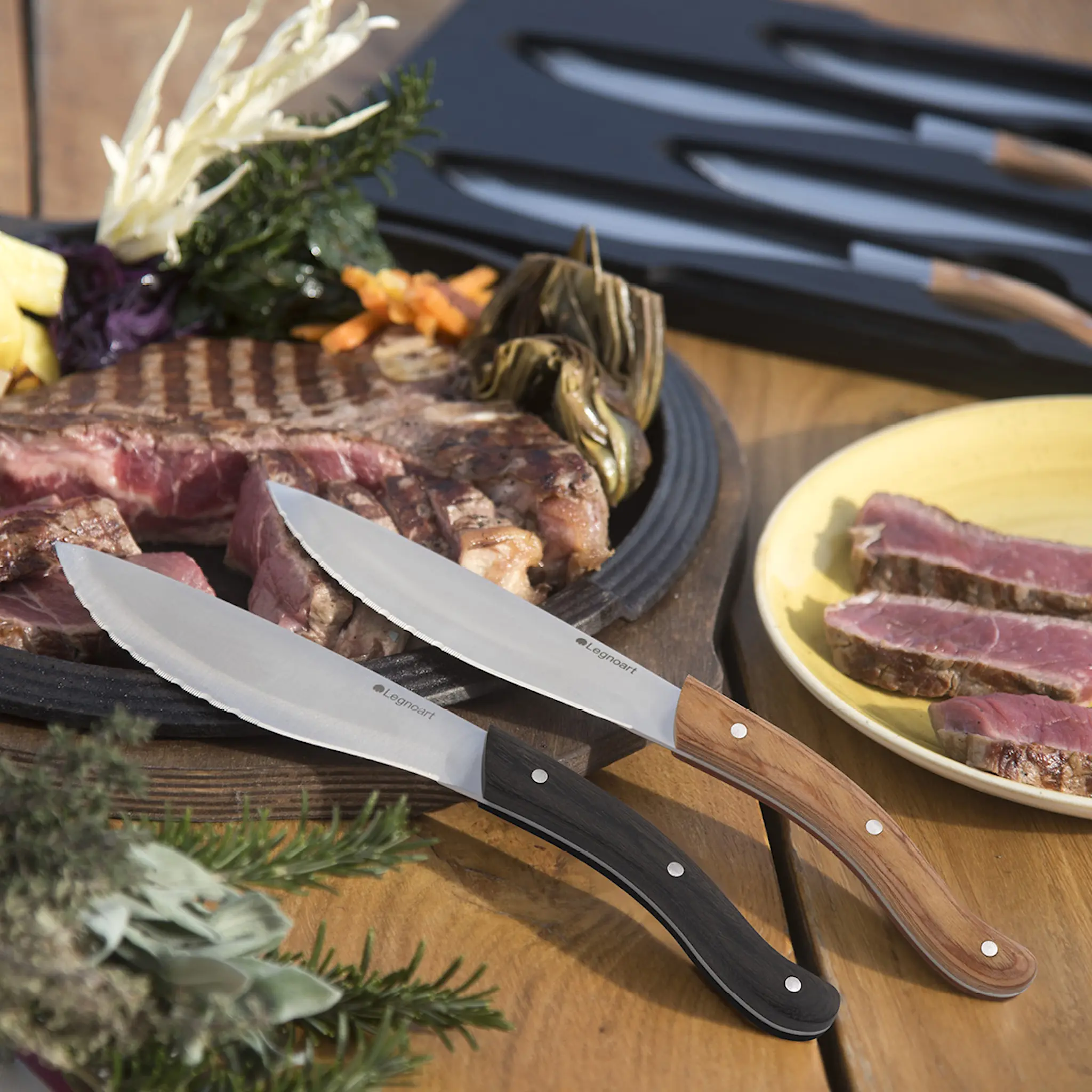 Legnoart Tomahawk Steakkniv 4-pack Pakkaträ mörk