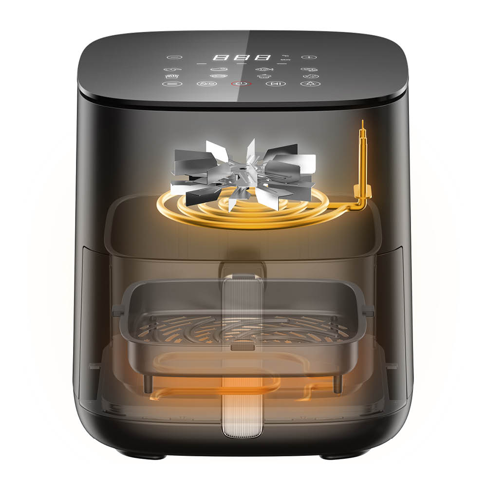 EMERIO Airfryer med dubbla värmeelement 5 L svart