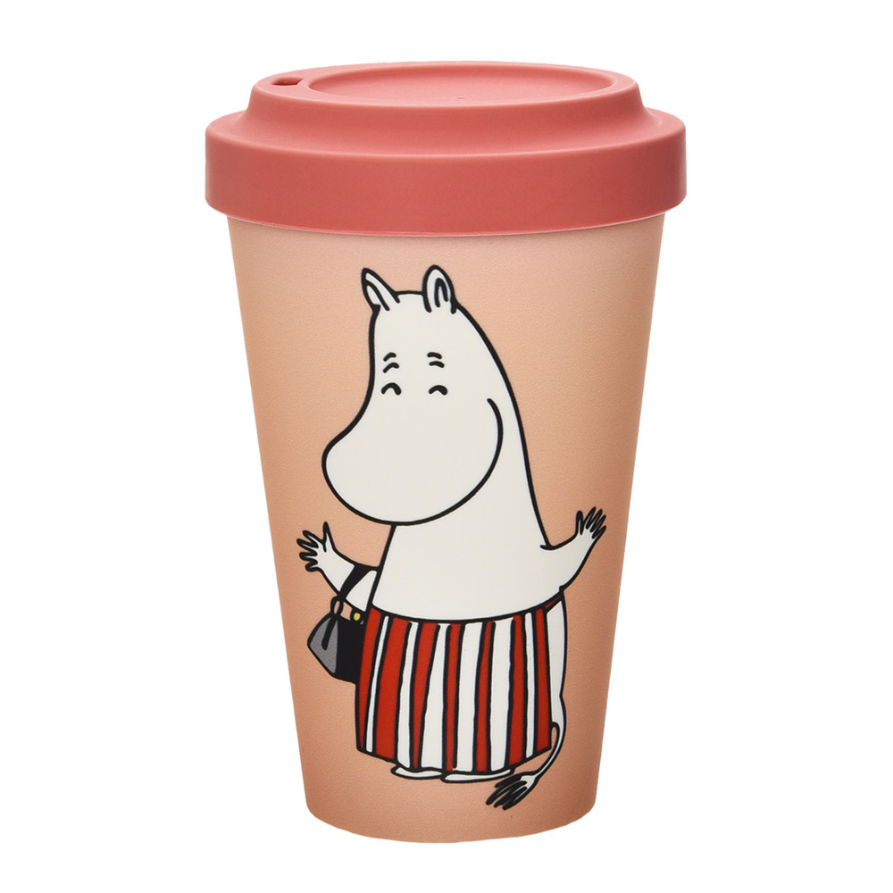 Nordicbuddies Mumin take away mugg 45 cl Mummimamma på sommarhumör beige