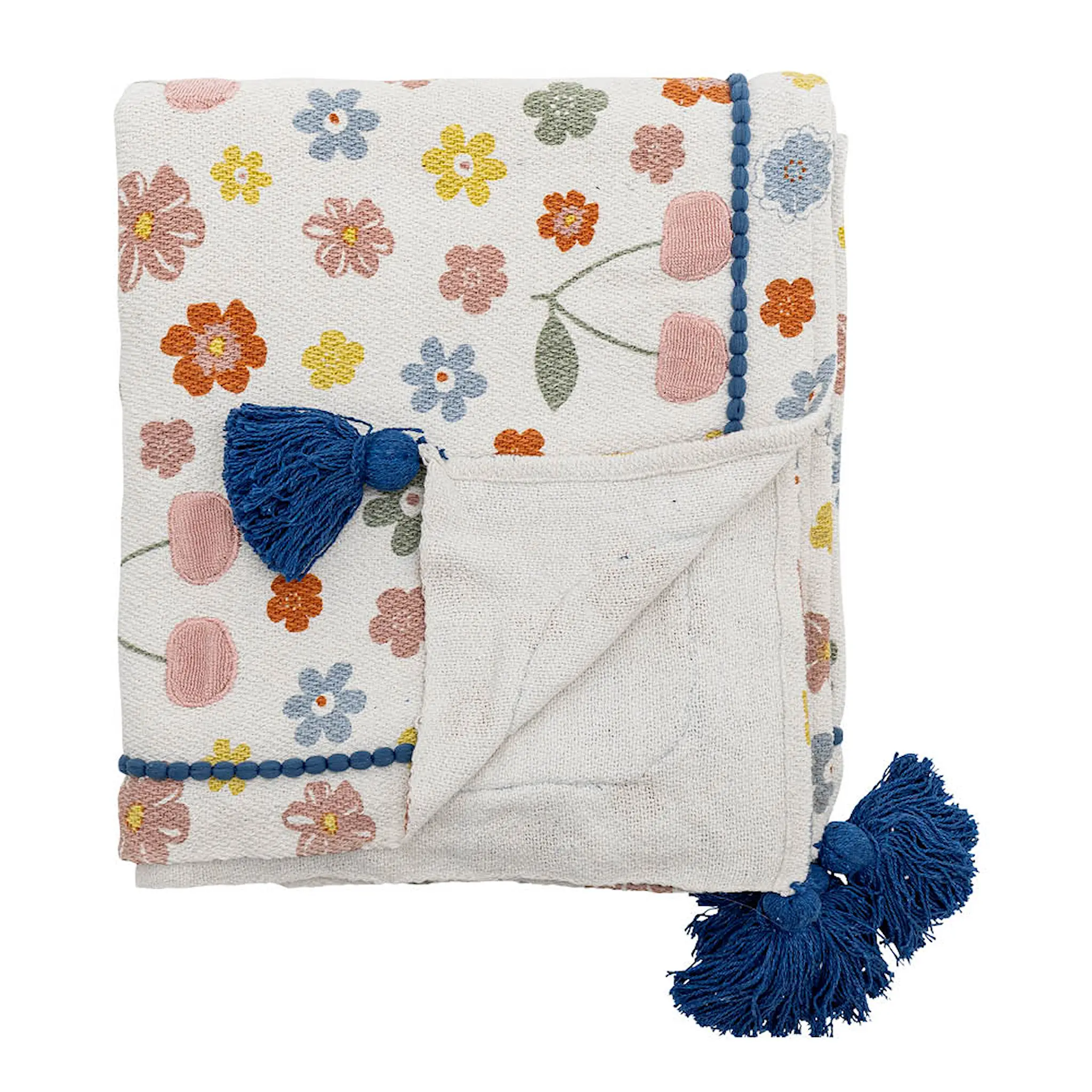 Bloomingville MINI Cherry pläd 160x130 cm natur/rosa/multi