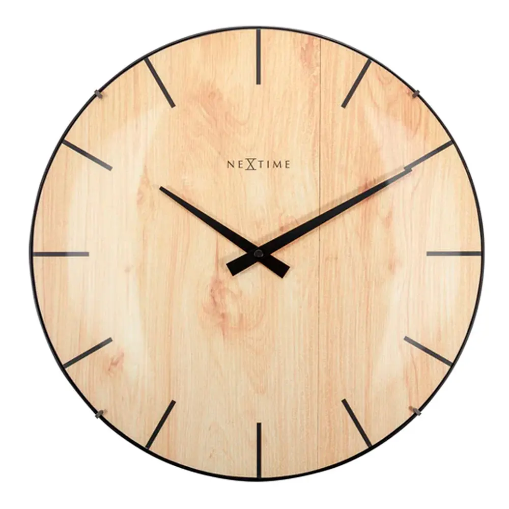 Edge Wood Dome Veggklokke 35 cm Lysebrun