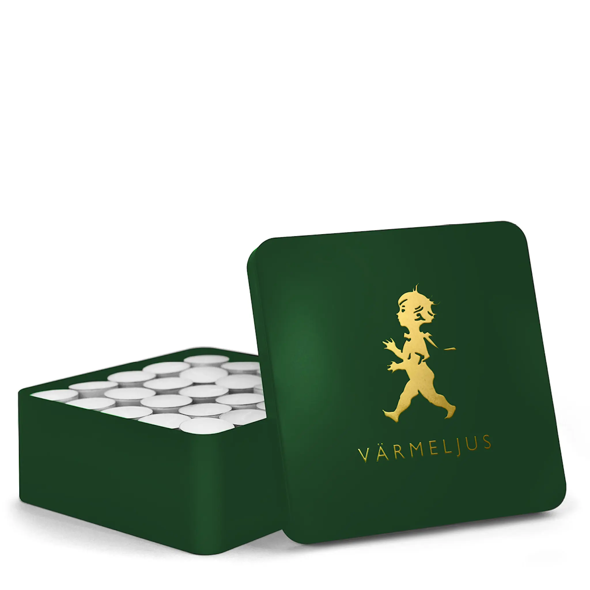 SOLSTICKAN Värmeljuslåda 21x21 cm grön/guld