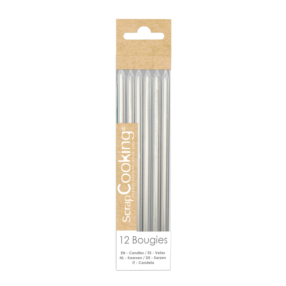 ScrapCooking Tårtljus 12-pack 12 cm silver