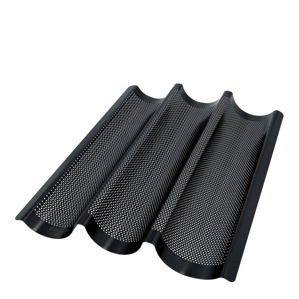 Birkmann Bread Buddies baguettform for 3 stk perforert 38x28 cm svart