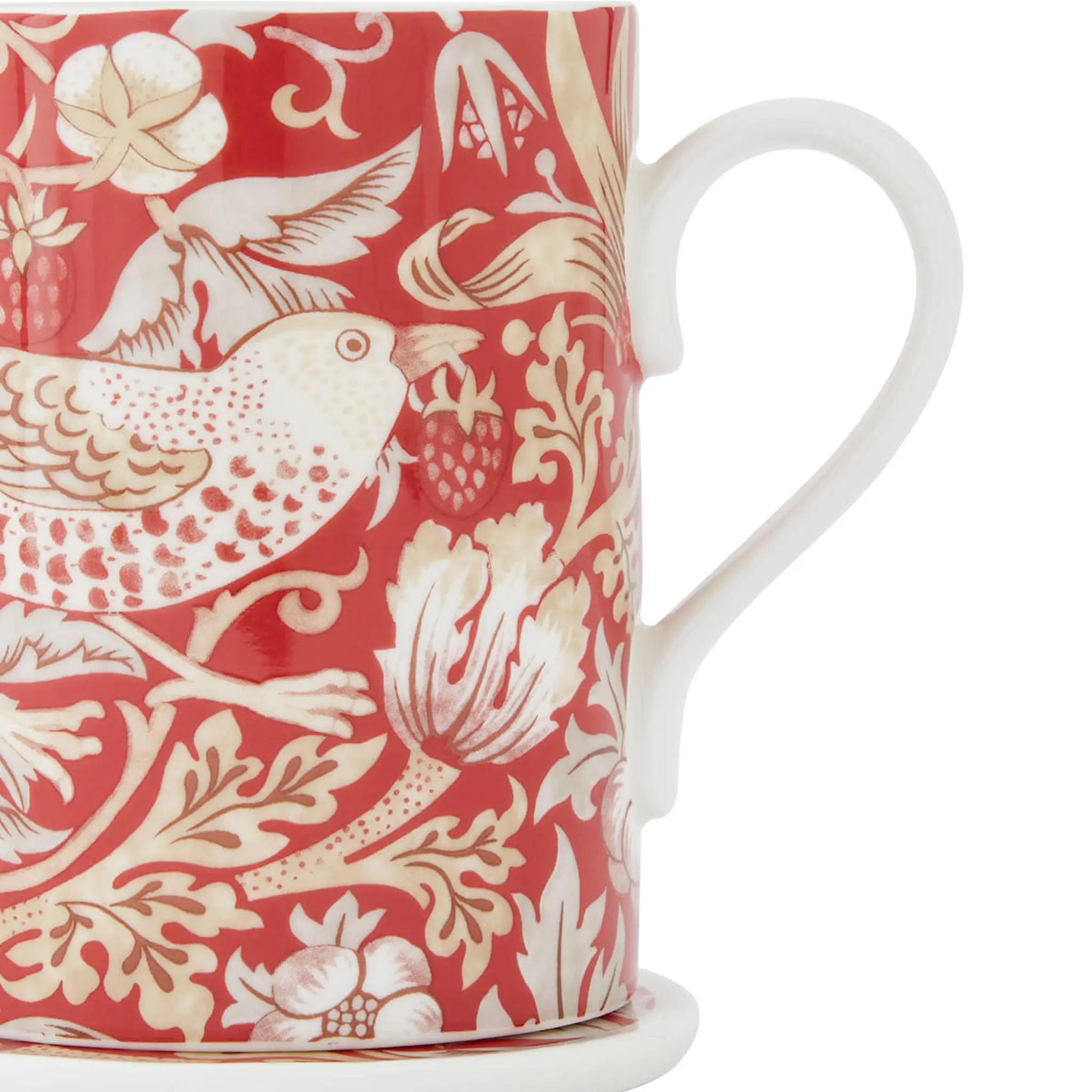 Spode Morris & Co mugg och underlägg Strawberry Thief Indian Red