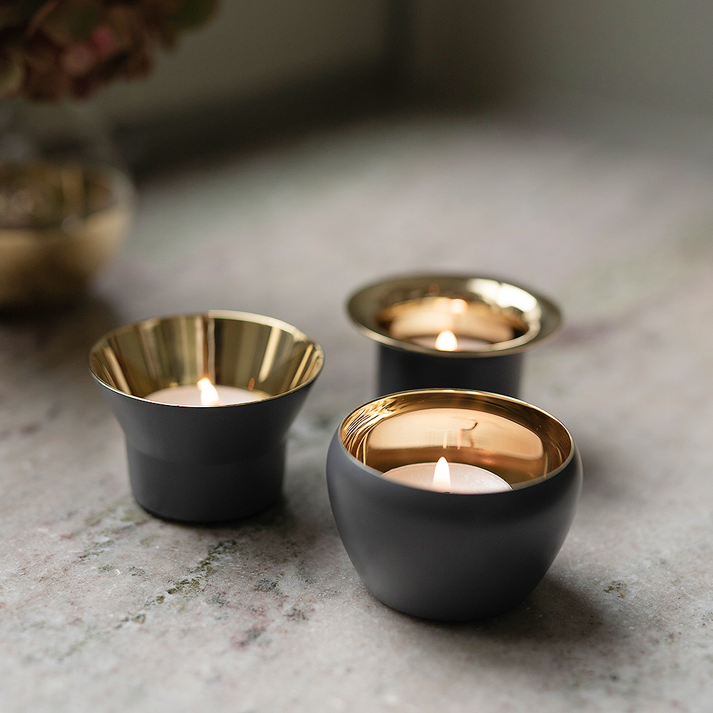 Skultuna Kin lyslykt 3 stk svart/messing