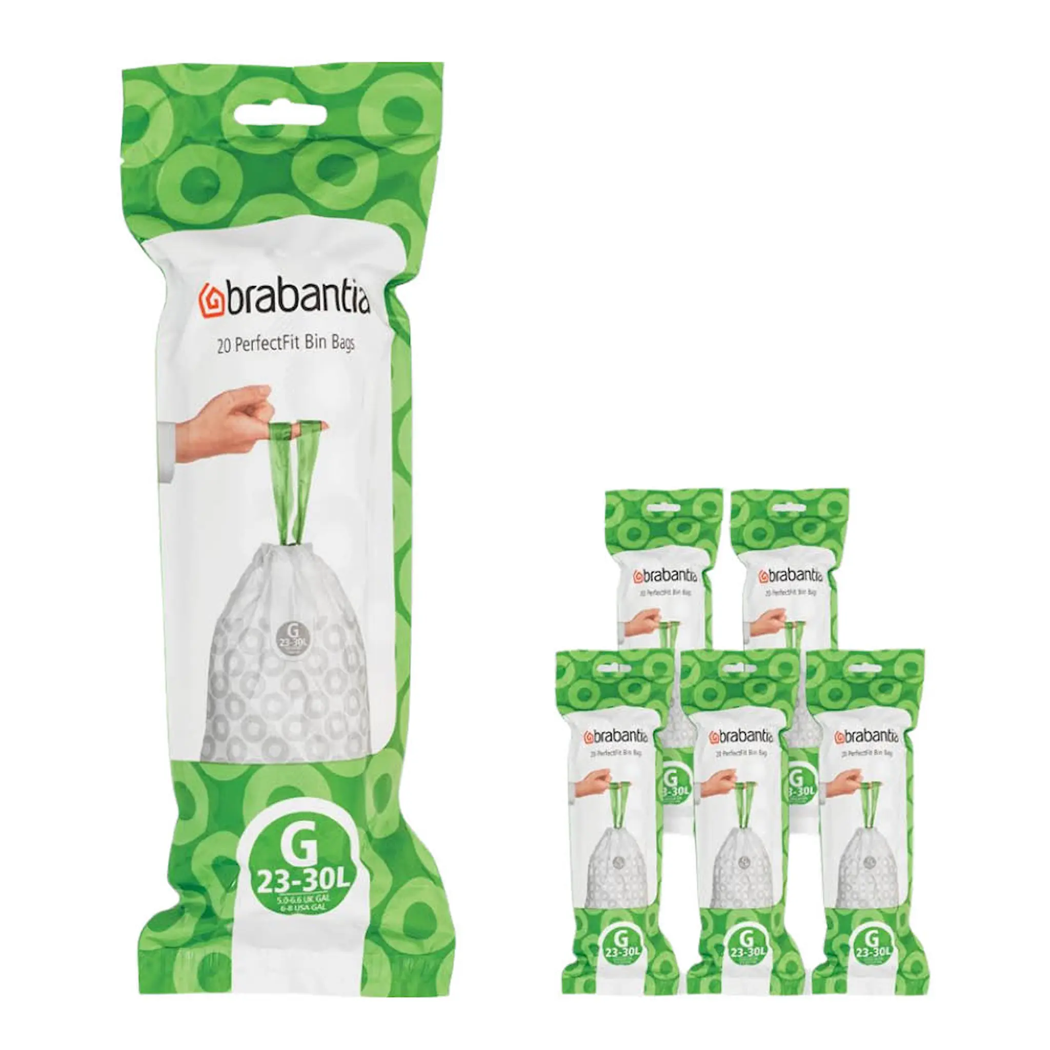Brabantia PerfectFit avfallspåsar 23-30 L 120-pack Kod G vit