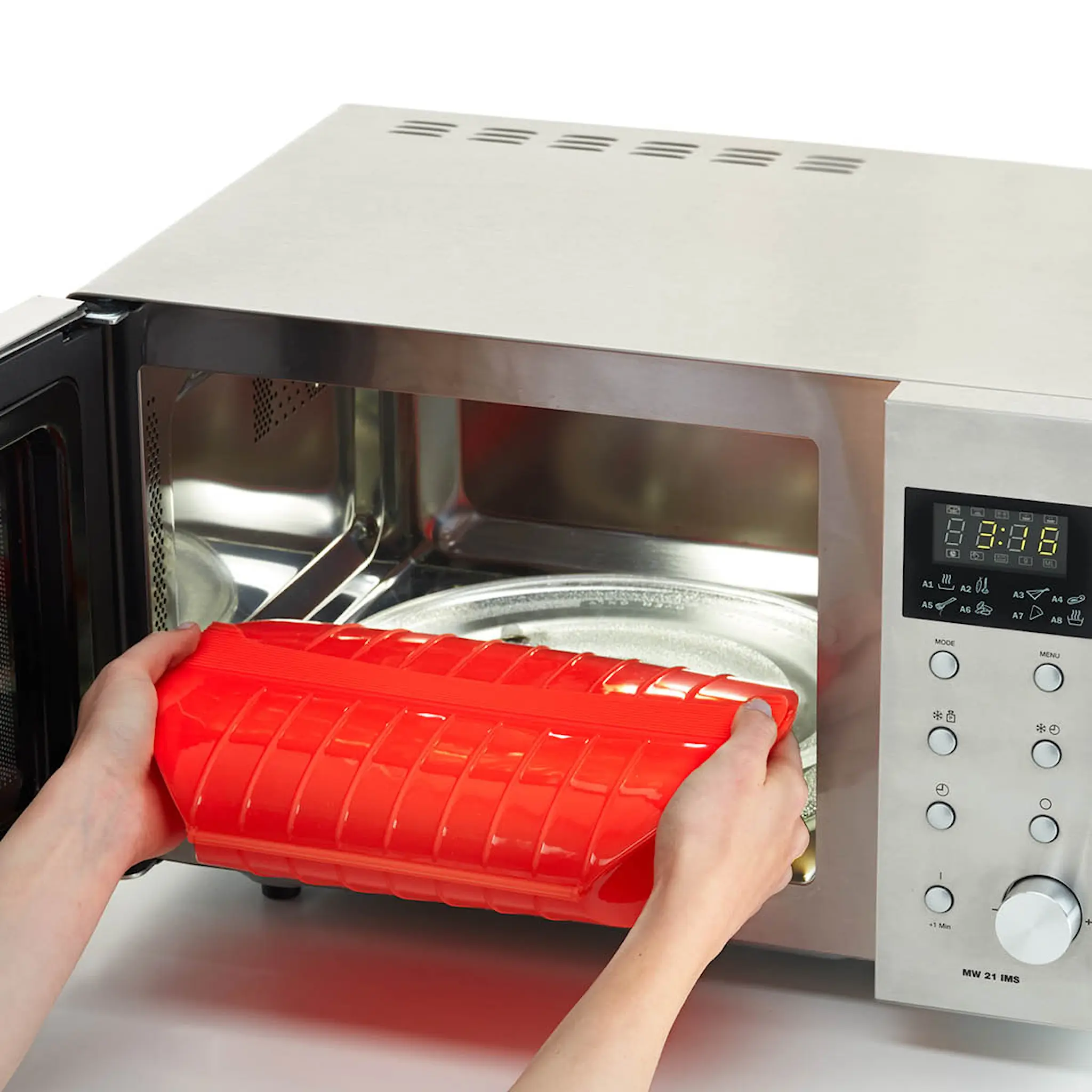 Lékué Ångkokare för mikrovågsugn 3-4 port. röd