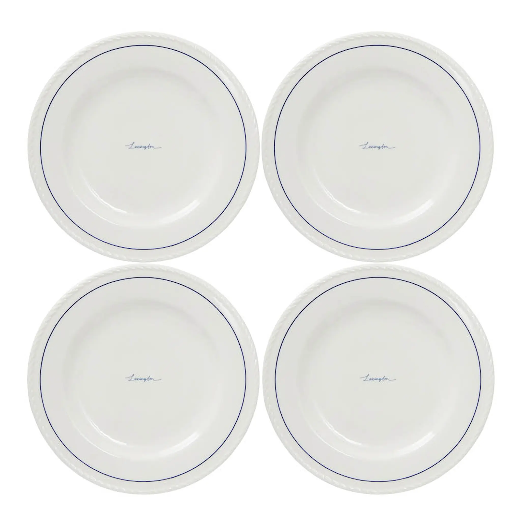 Lexington Icons tallrik 22 cm 4-pack vit/blå