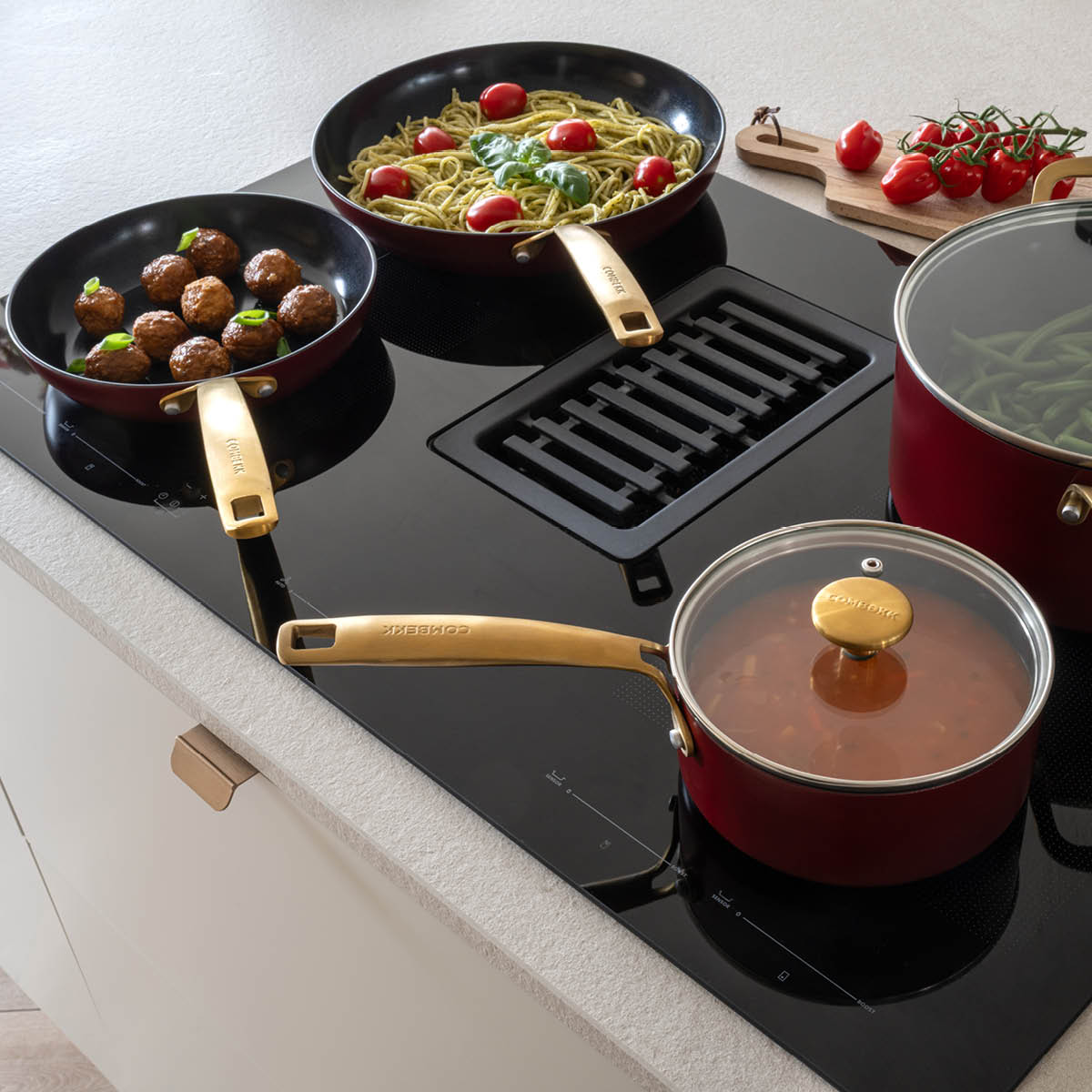 Combekk Element gryt- och stekpanneset 4 delar bordeaux