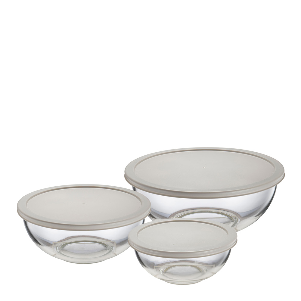 Modern House bAYk skålset 3 delar klar/ljusgrå