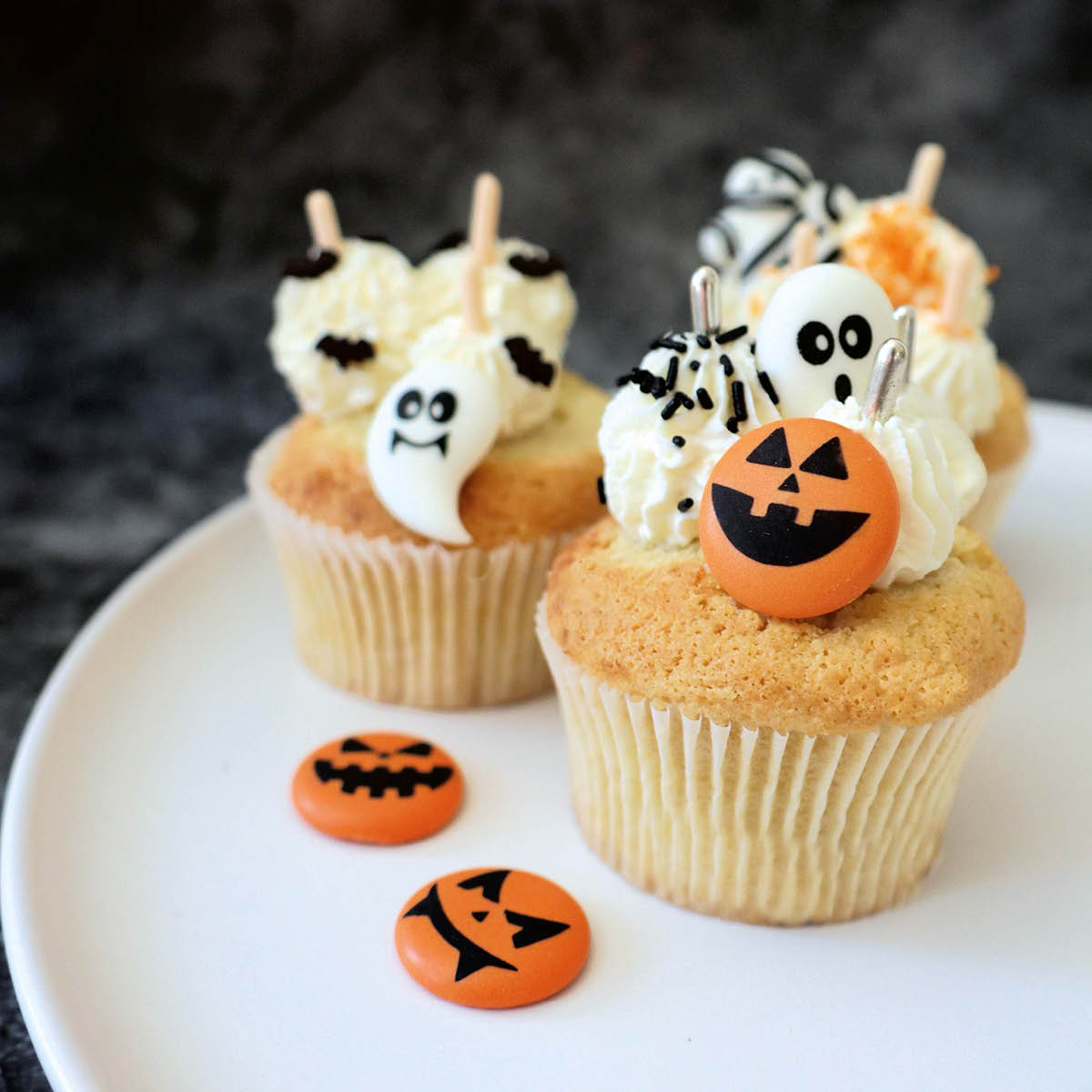 ScrapCooking Halloween spiselig kakepynt 9 stk oransje/hvit