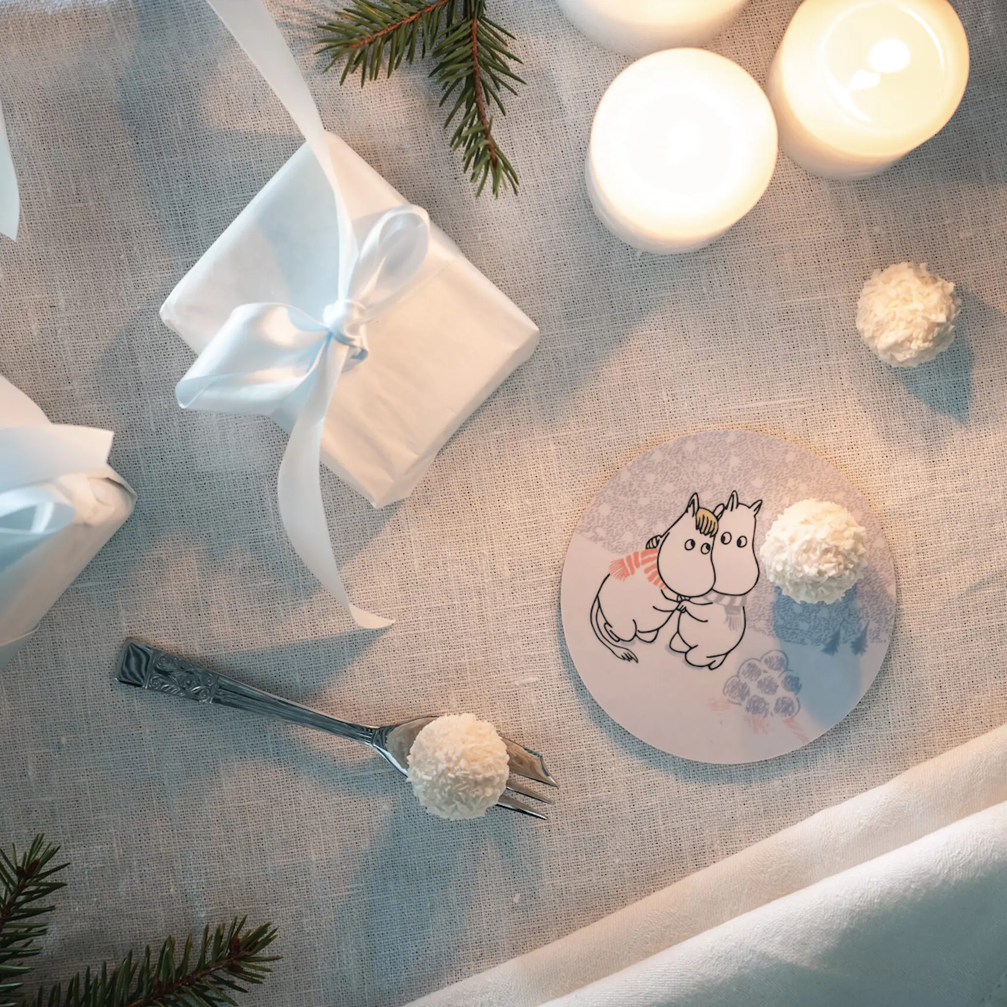 Muurla Mumin glasunderlägg 10 cm låt det snöa