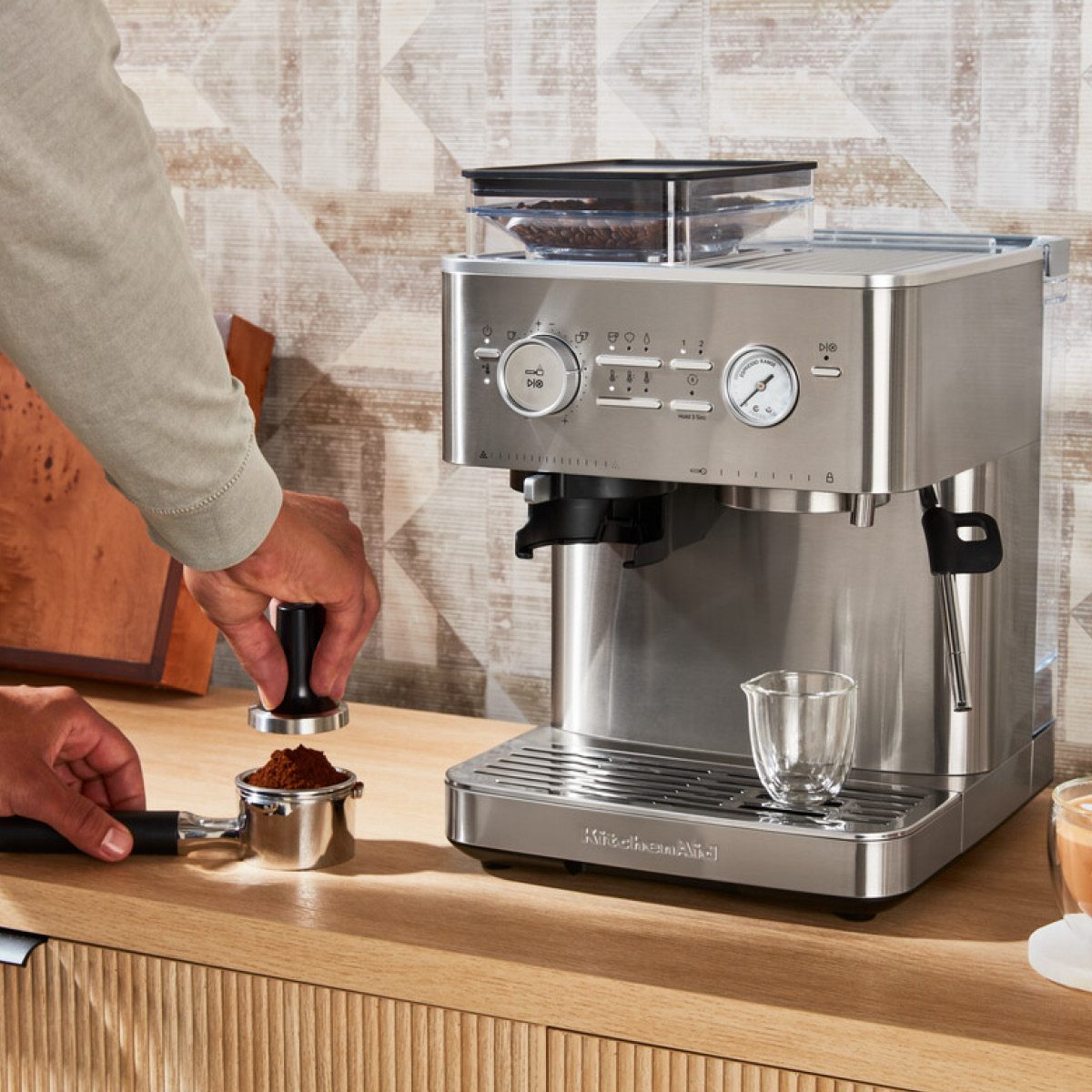 KitchenAid Espressomaskin med kvarn halvautomatisk 5KES6551 rostfritt stål