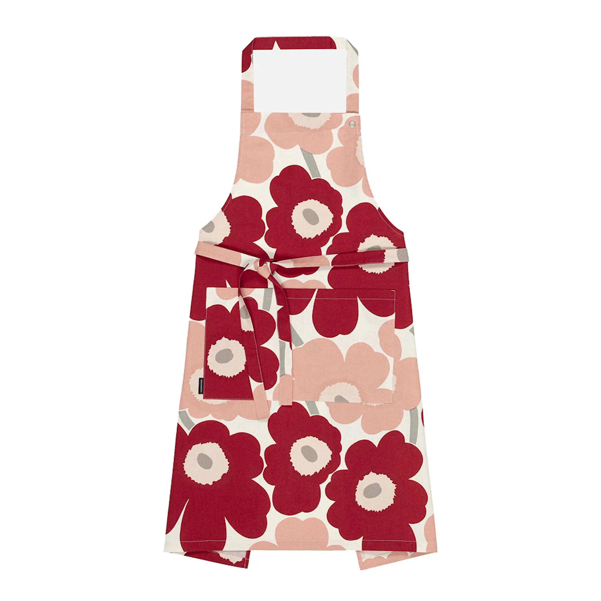 Marimekko Pieni Unikko förkläde vit/mörk körsbär/rosa