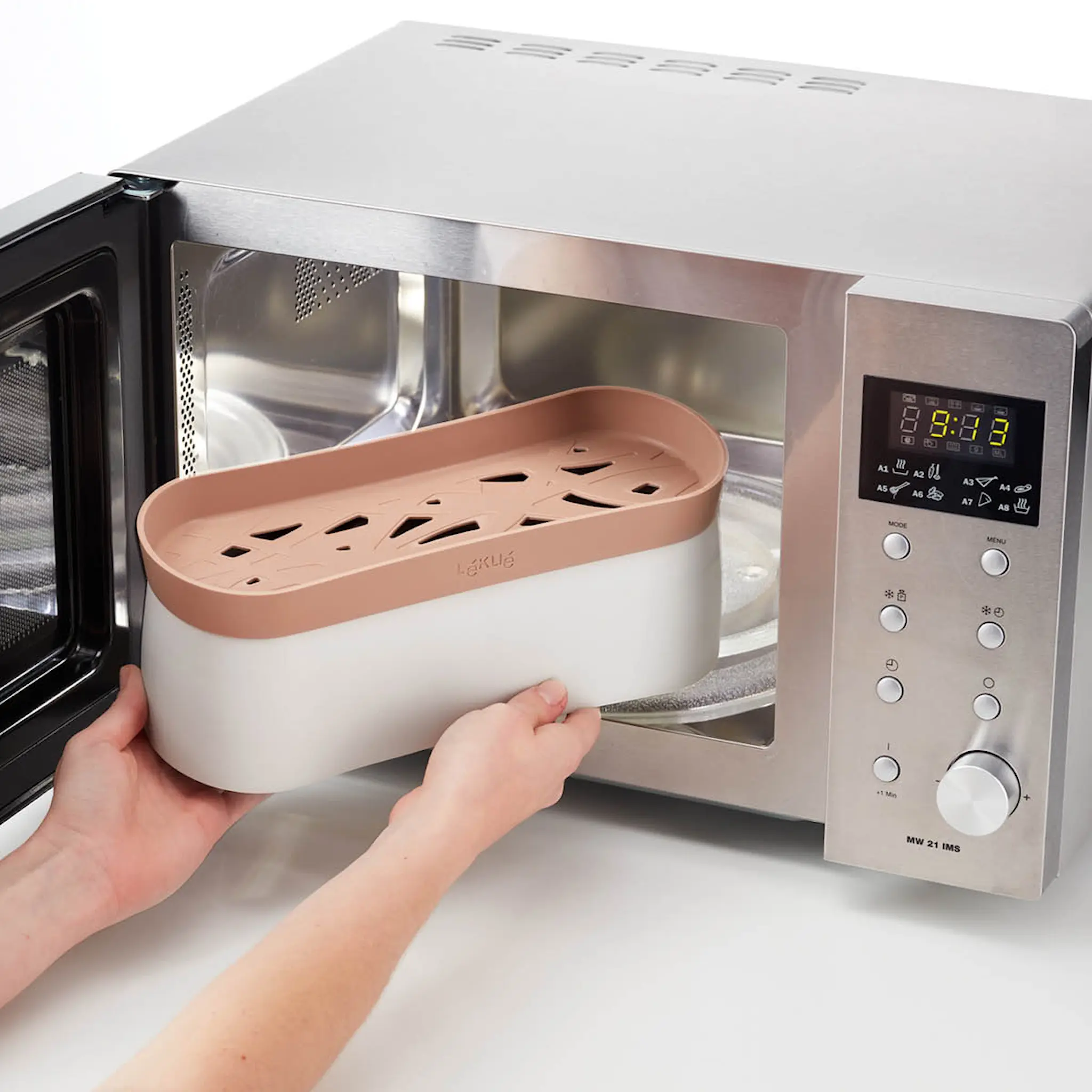 Lékué Snabbkokare för pasta i mikrovågsugn 1,5 L terracotta