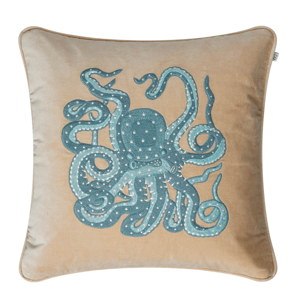 Chhatwal & Jonsson Octopus kuddfodral sammet 50x50 cm Beige/Aqua