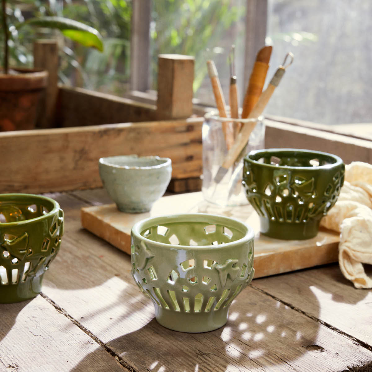 Kähler Orangery Kynttilälyhty 9,5 cm Spring Leaf