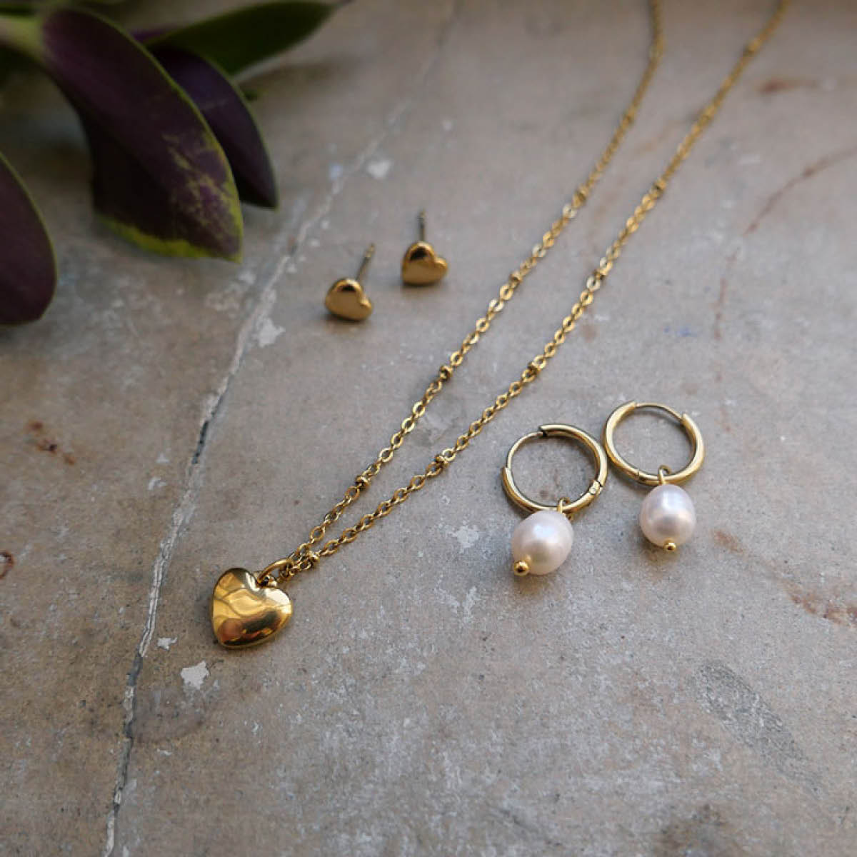 A&C Oslo AS Steel - Freshwater Pearls øreringer med ferskvannsperle gull