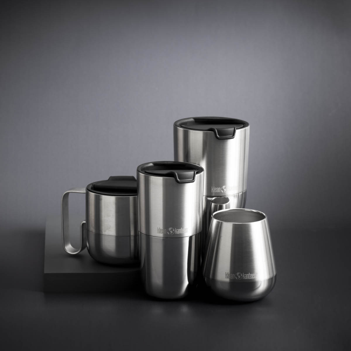 Klean Kanteen Rise mugg 41 cl med fliplock borstat stål