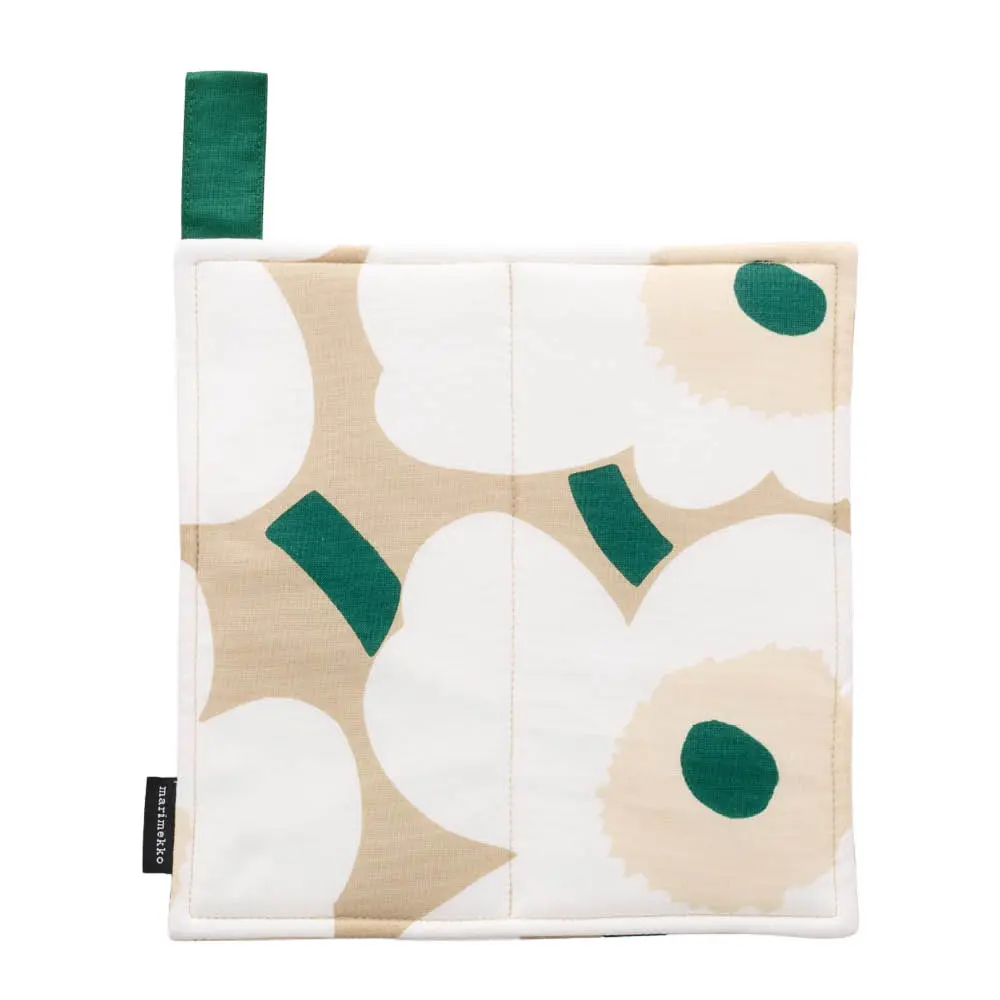 Pieni Unikko patalappu 22x22 cm hiekka/valkoinen/smaragdinvihreä