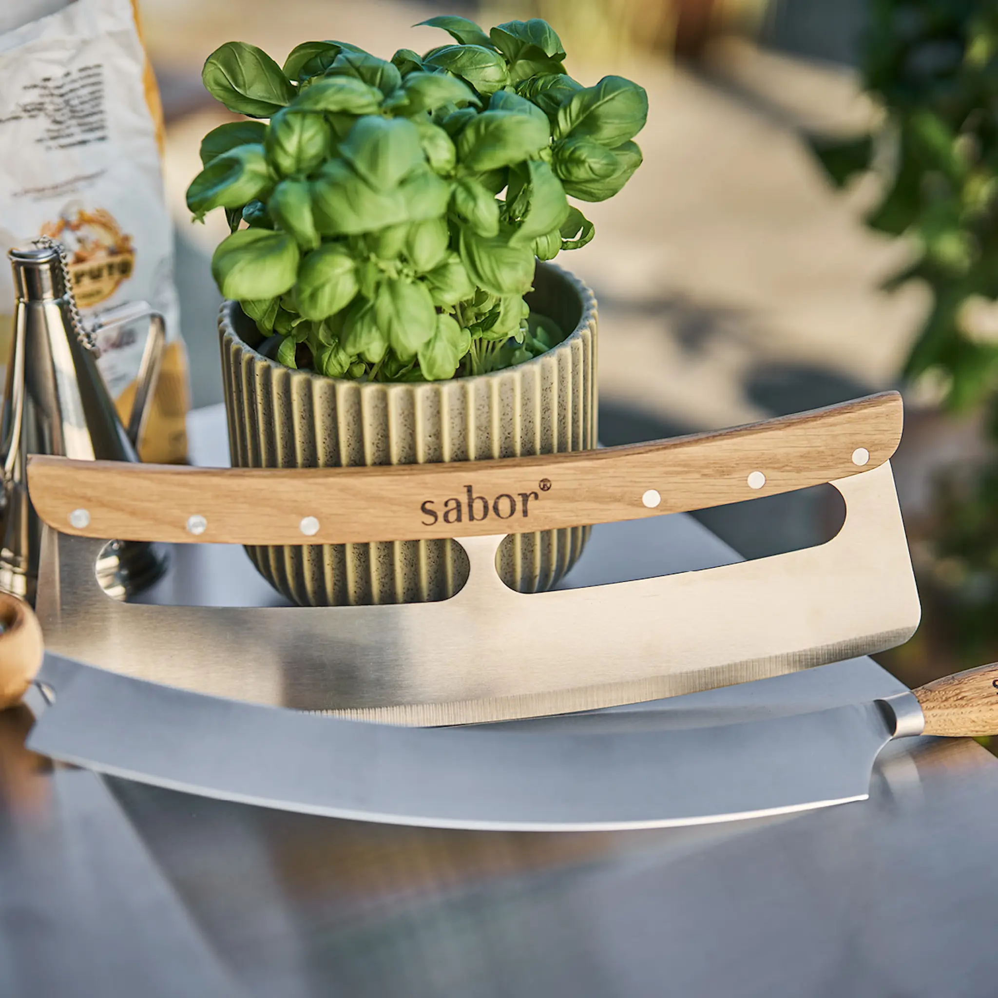 Sabor Napo Pizzaleikkuri 35 cm Tammi/Teräs