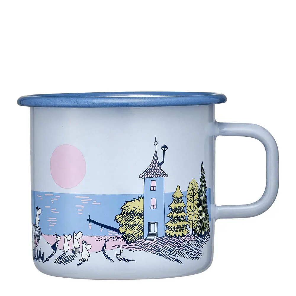 Mummi emaljekopp Solnedgang 55 cl blå