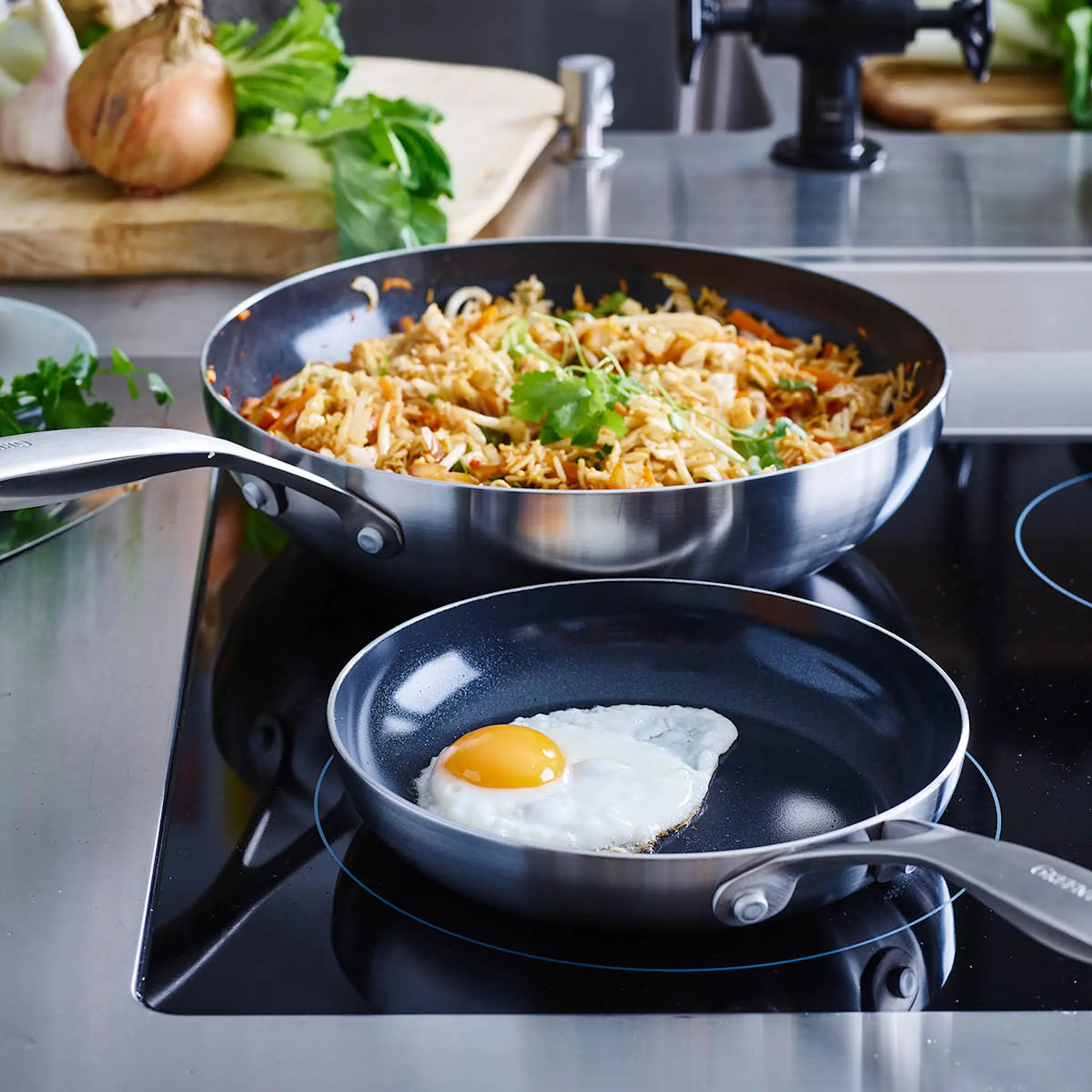 GreenPan Geneva Stekpannor Set 20+28 cm Rostfri