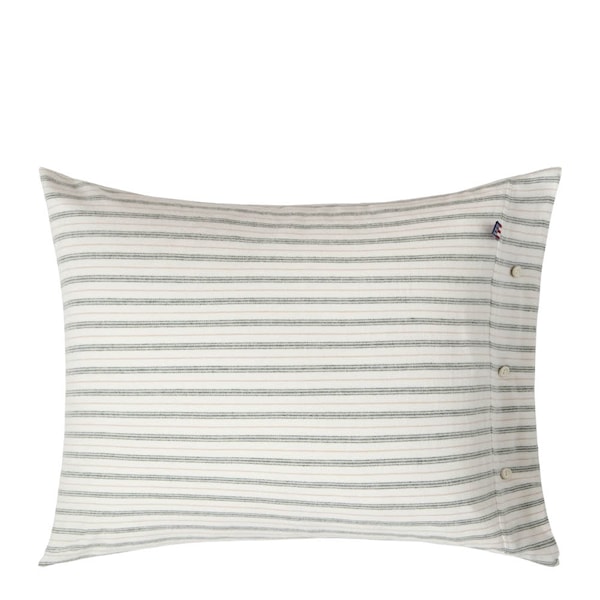 Örngott flanell 50x60 cm randig vit/grön/beige