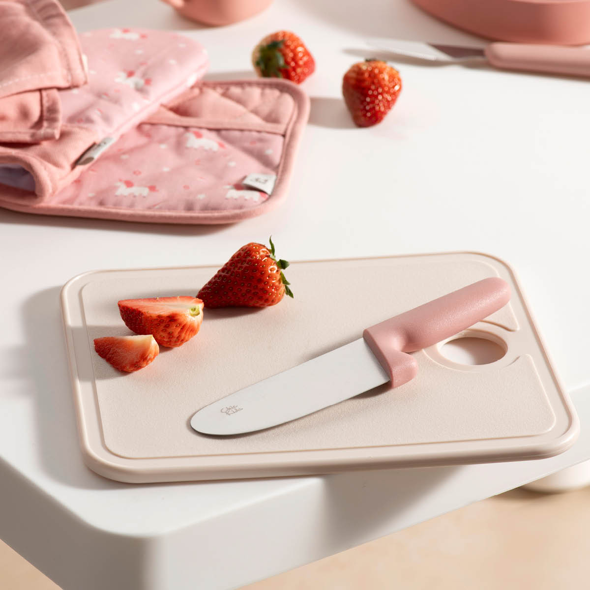 Modern House Chic Kids barnekniv 9 cm børstet stål/rosa