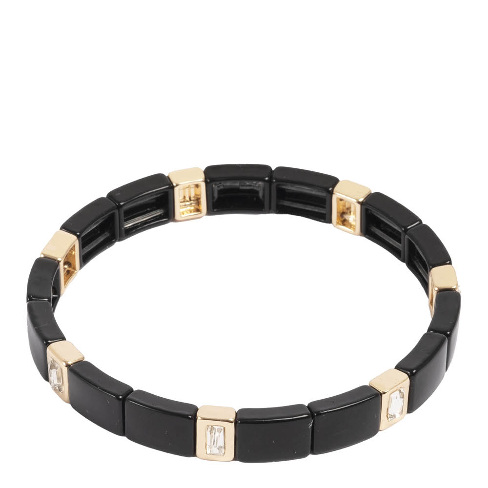 A&C Oslo AS Enamel Tiles Crystal Line armband emalj svart/guld/kristall