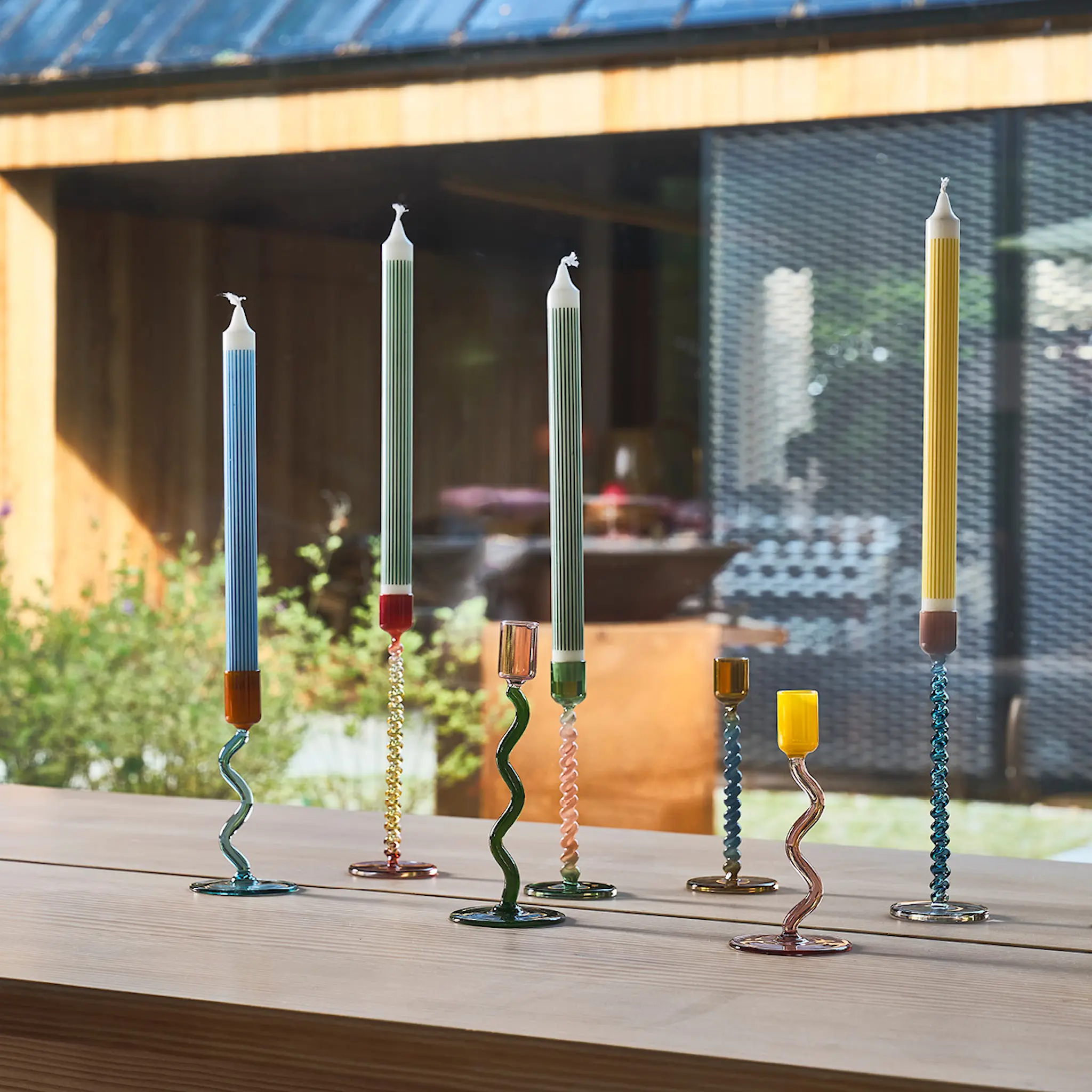 Villa Collection Styles Ljusstake Glas 20,3 cm Blå/Rosa