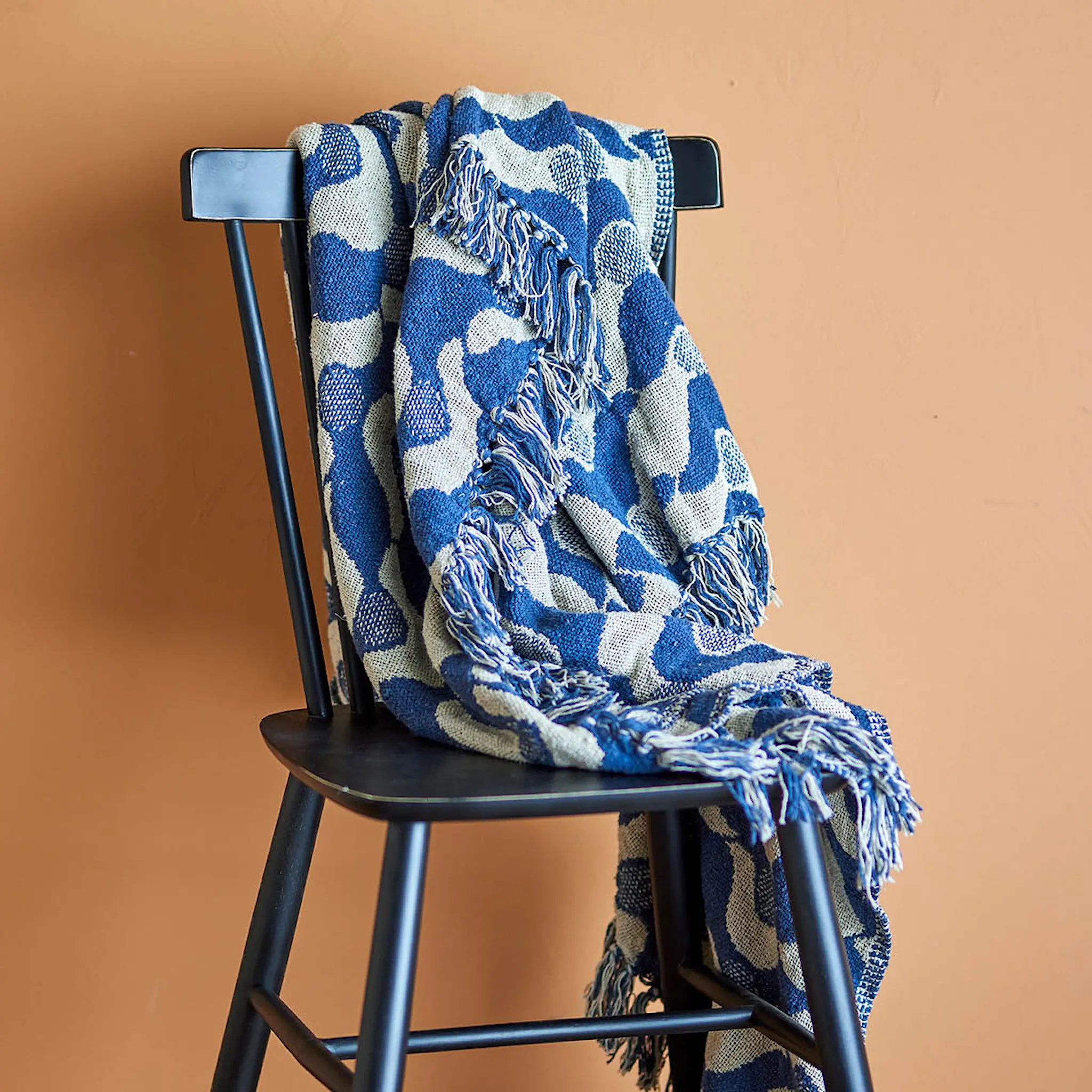 Creative Collection Santena pläd 160x130 cm blå/natur