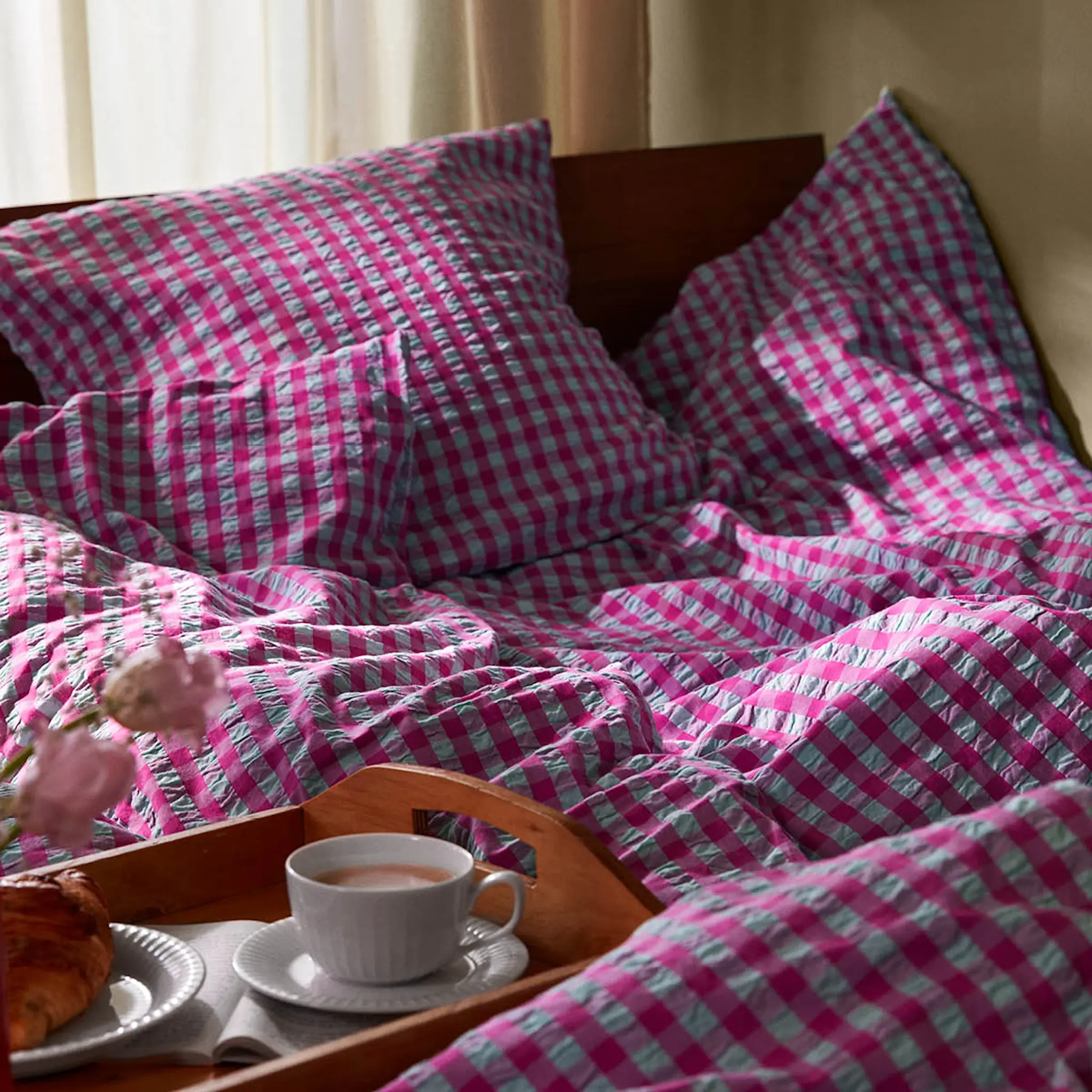 Juna Bæk&Bølge påslakanset 150x210 cm fuchsia/mint