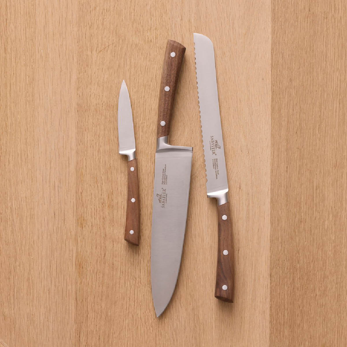 Lion Sabatier Gemini knivset 3 delar stål/valnöt