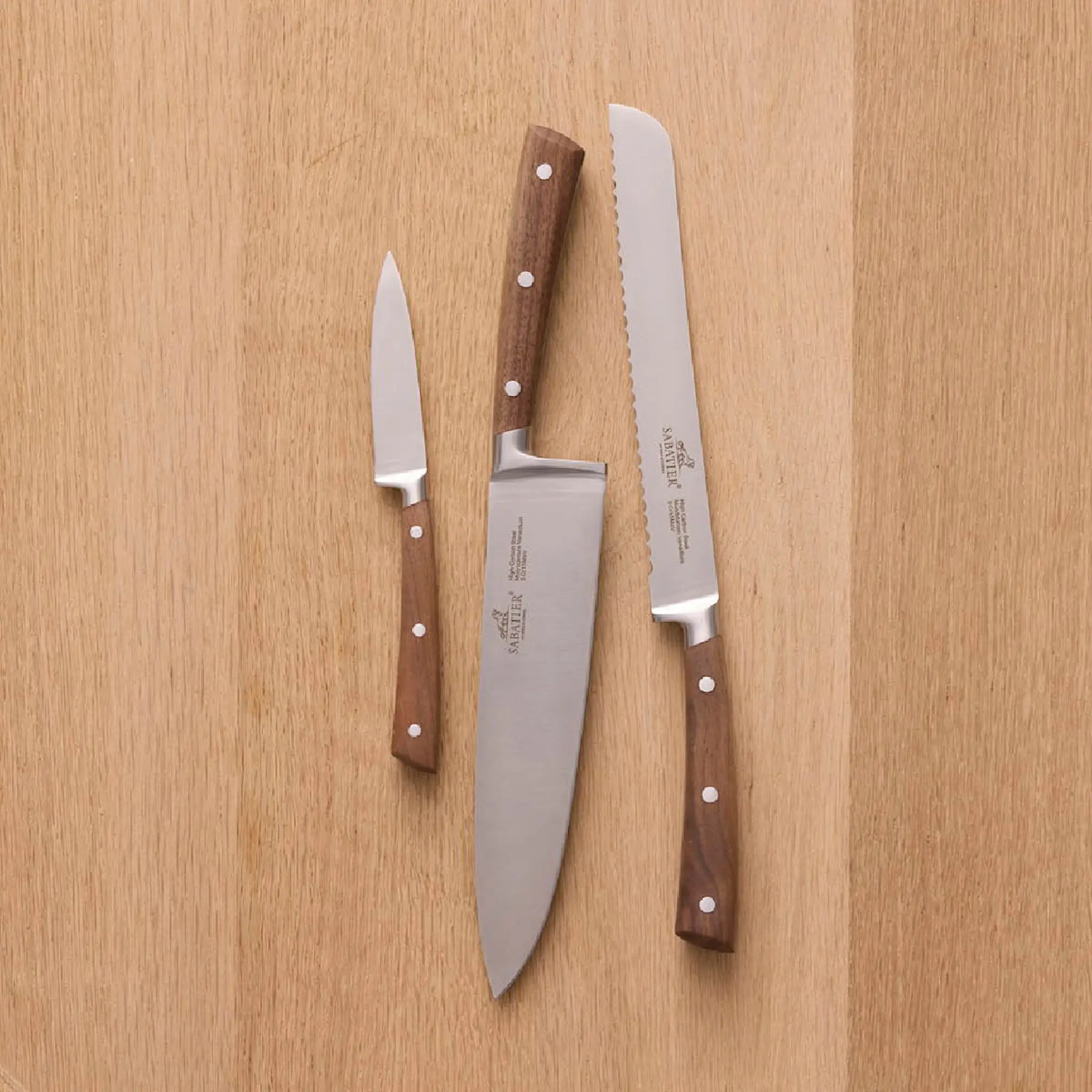 Lion Sabatier Gemini knivset 3 delar stål/valnöt