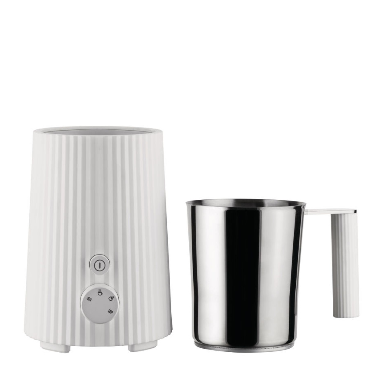 Alessi Plissé multifunktionell mjölkskummare 22,5 cm vit