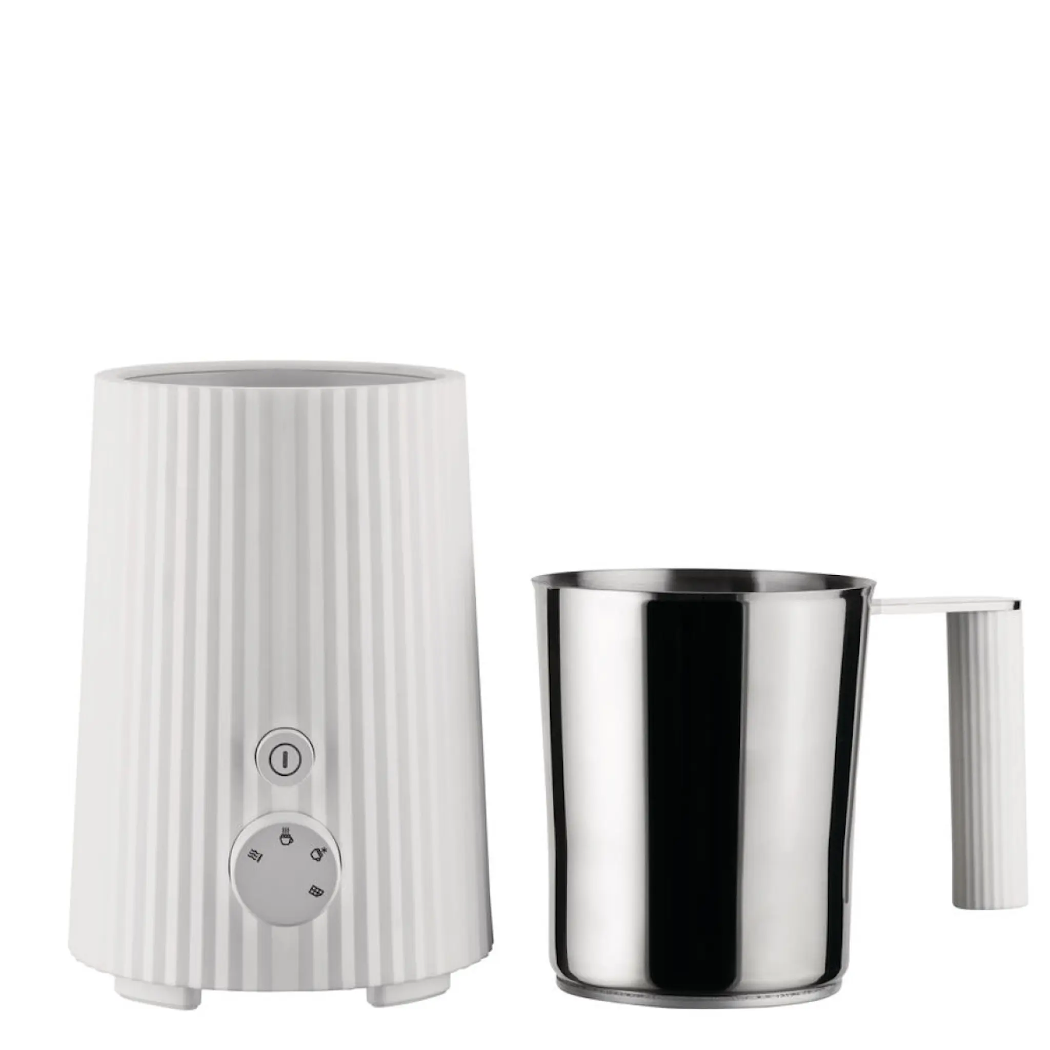 Alessi Plissé multifunktionell mjölkskummare 22,5 cm vit