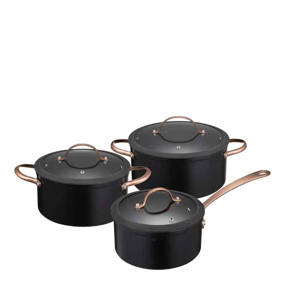 Black Copper kattilasetti 3 osaa 1,5/3/4,9 L keraaminen musta/kupari