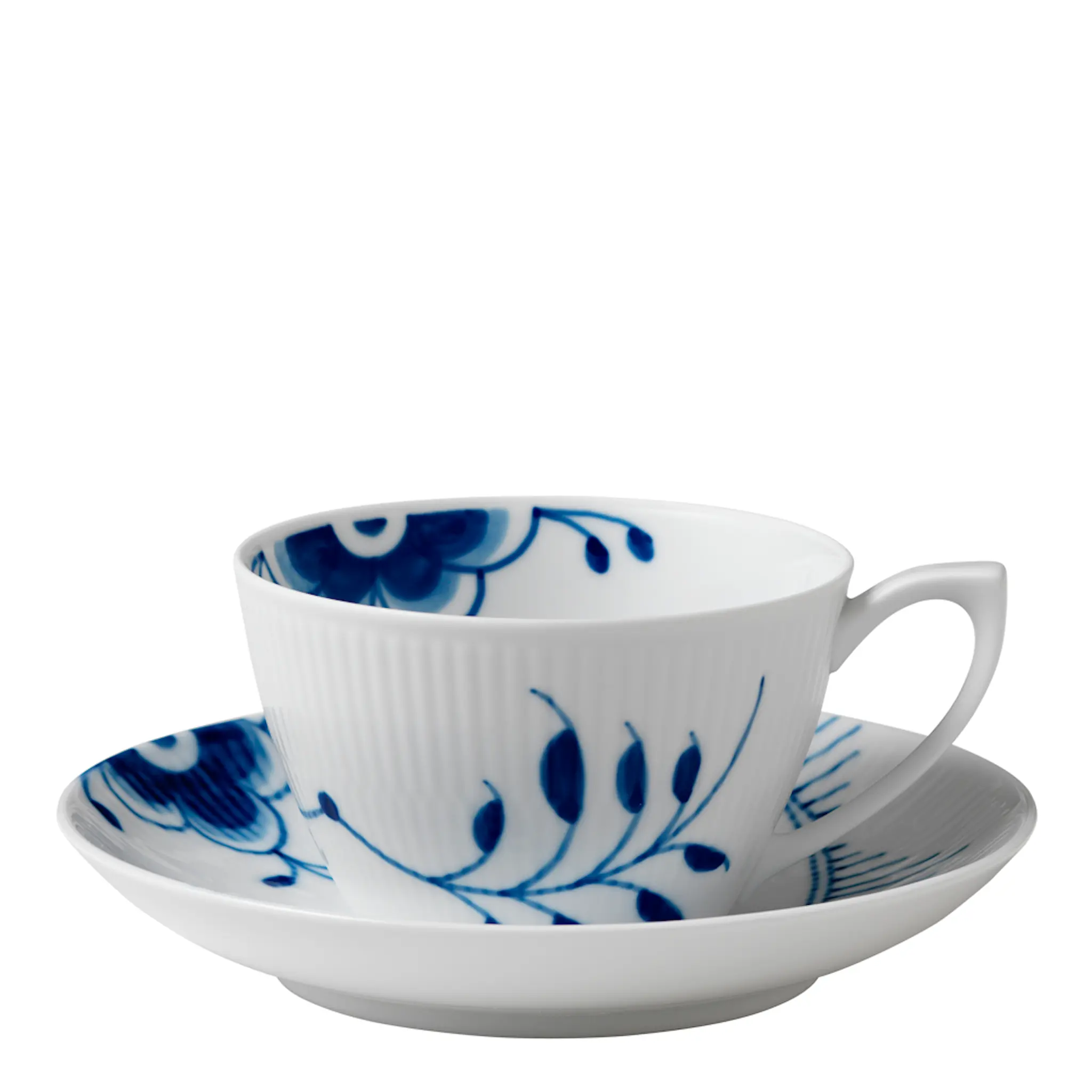 Royal Copenhagen Blue Fluted Mega Tekopp med fat 28 cl