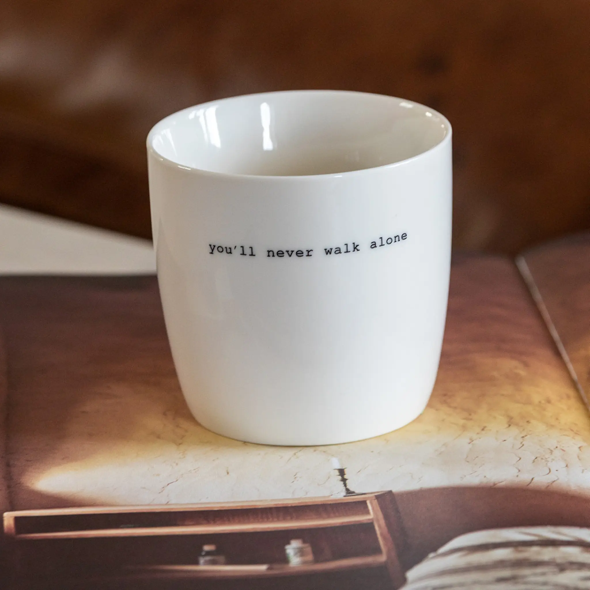Sögne Home Sögne Mugg 30 cl You Never Walk Alone Vit
