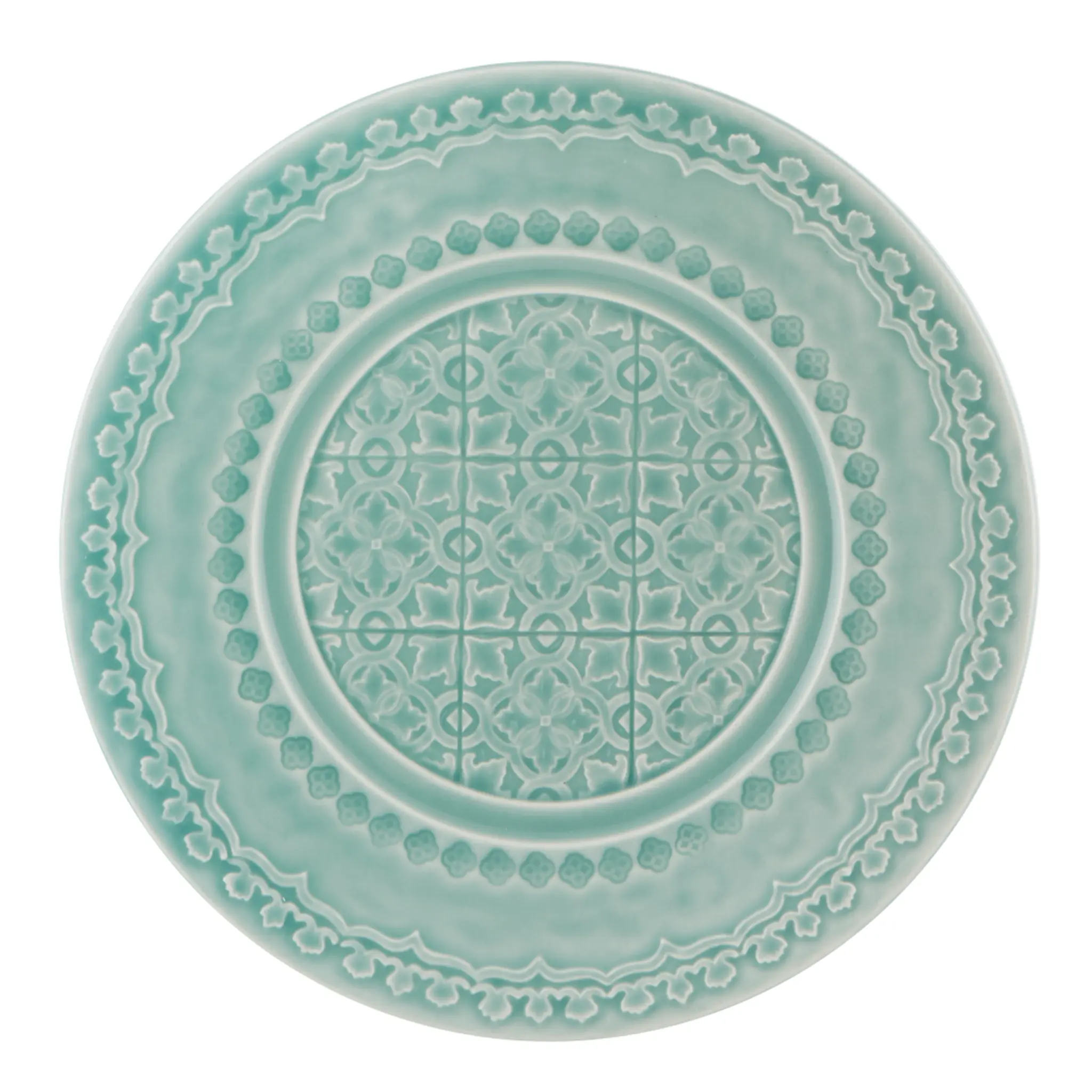 Bordallo Pinheiro Rua nova tallrik flat 22 cm aqua