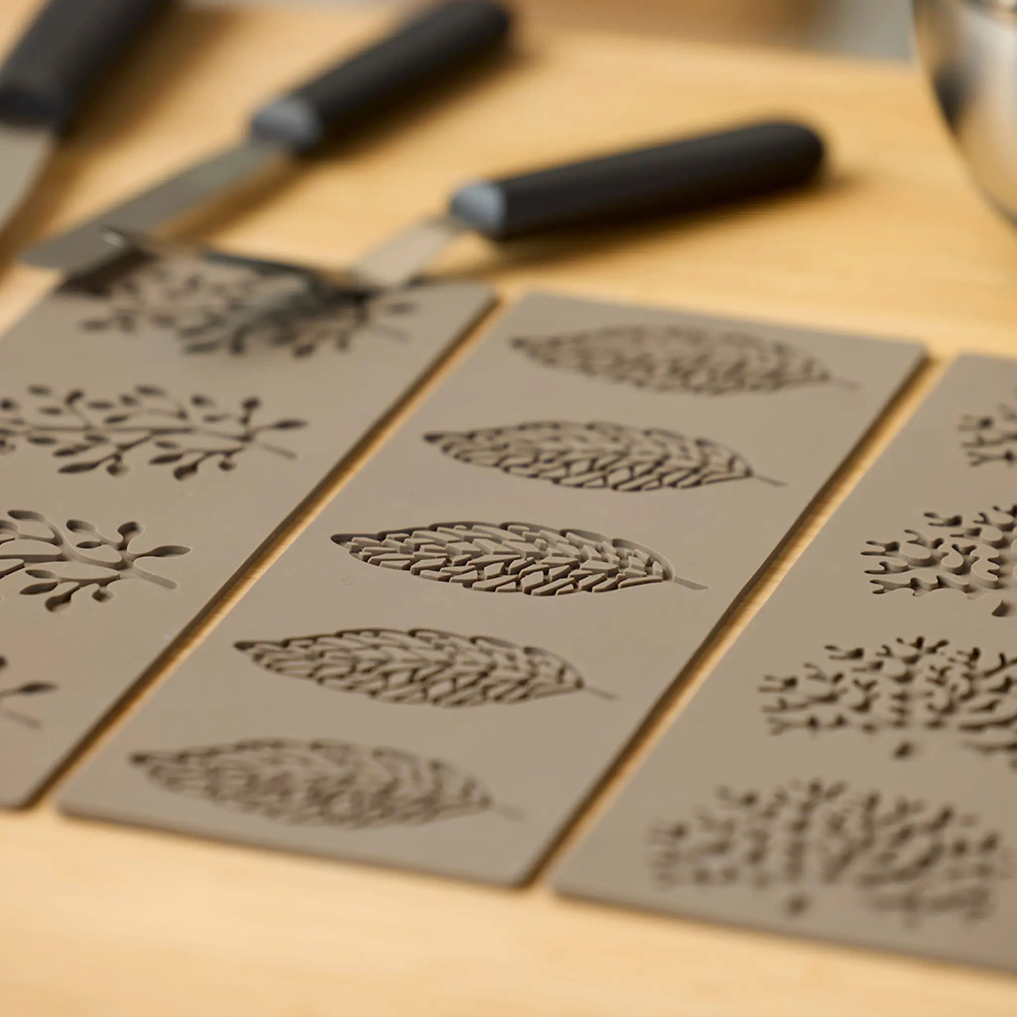 Blomsterberg Bakform Tuile form blad för 4-pack latte