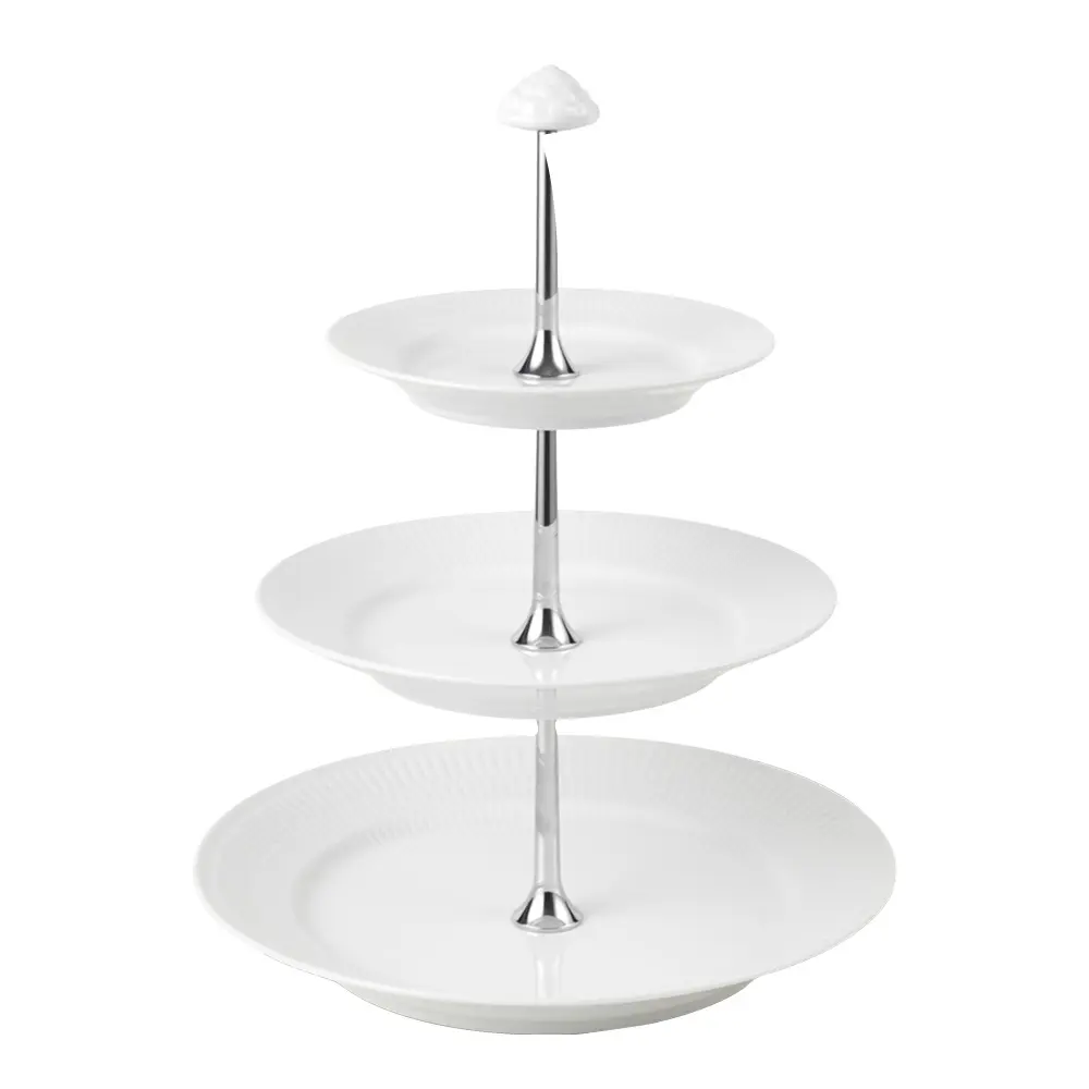 White Fluted Kerrosvati 3 kerrosta