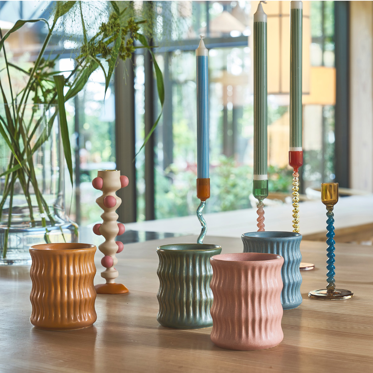 Villa Collection Styles Mugg räfflat mönster 2-pack 30 cl Amber