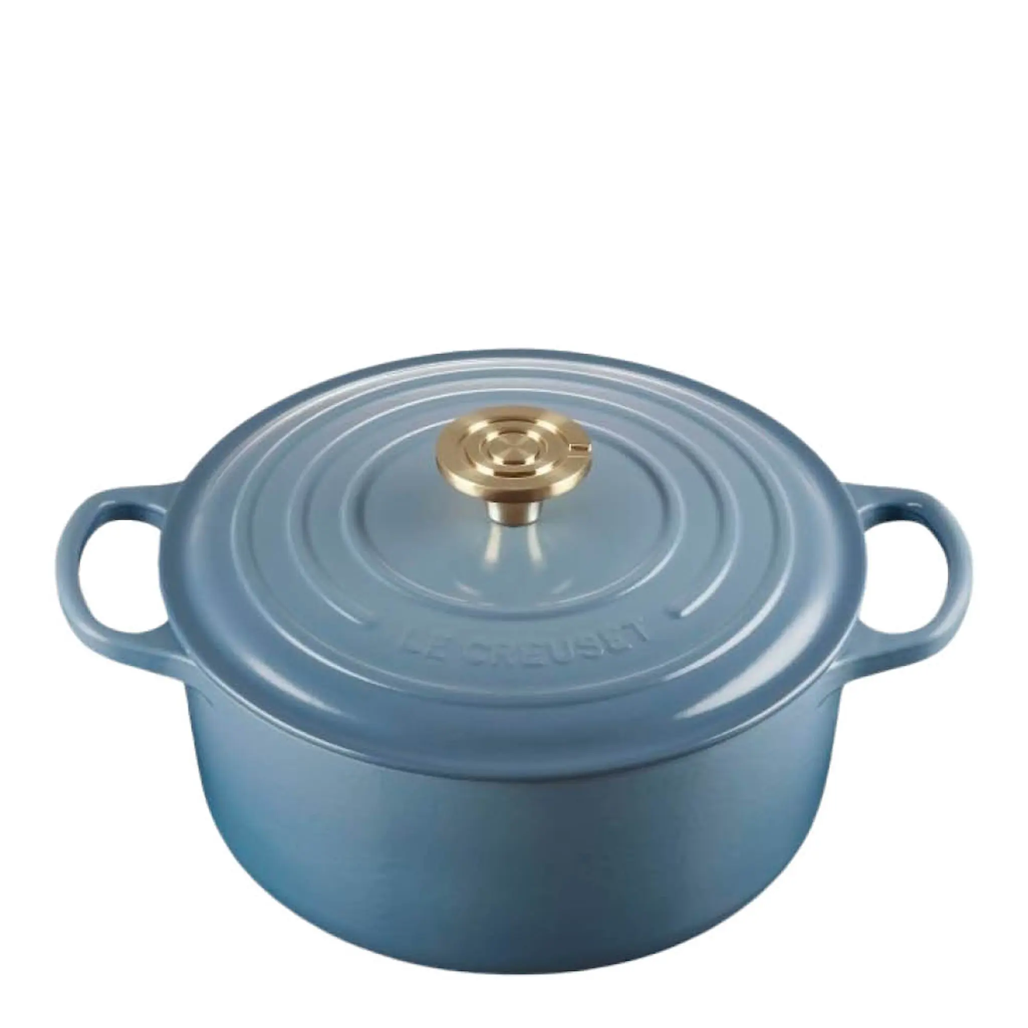 Le Creuset Signature gjutjärnsgryta rund 4,2L 24 cm chambray/guld/crucible knob